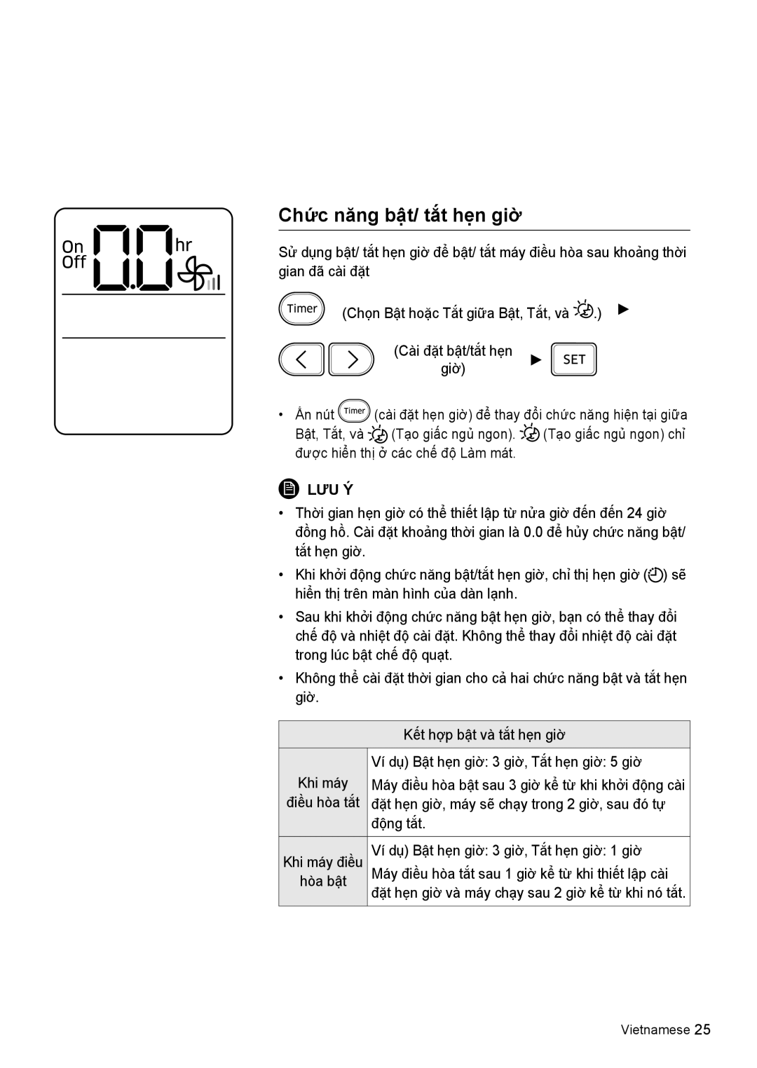 Samsung AR10KVSDNWKXSV, AR13KVSDNWKNSV, AR10KVSDNWKNSV, AR13KVSDNWKXSV manual Chức năng bật/ tắt hẹn giờ 