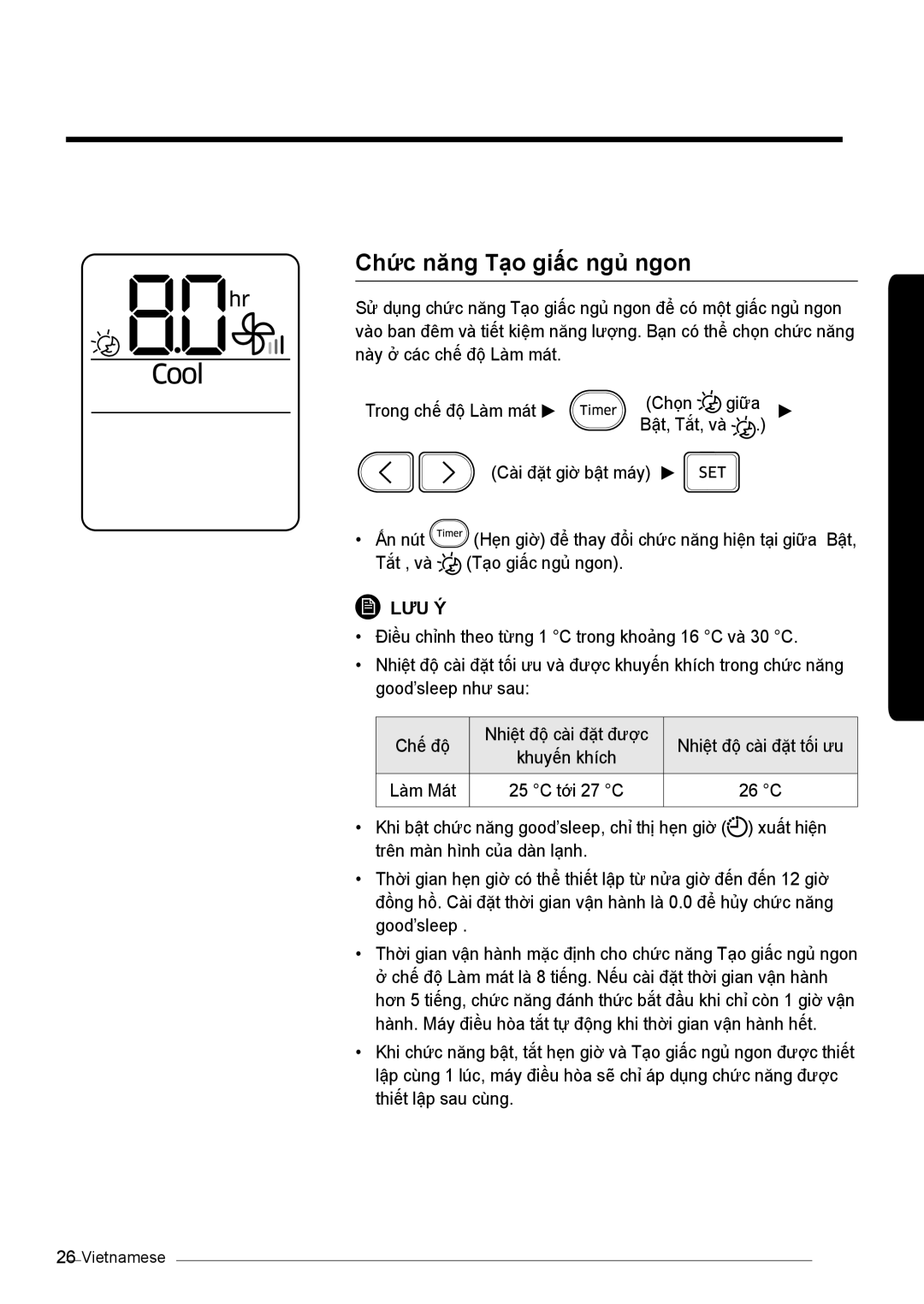 Samsung AR13KVSDNWKXSV, AR13KVSDNWKNSV, AR10KVSDNWKNSV, AR10KVSDNWKXSV manual Chức năng Tạo giấc ngủ ngon 