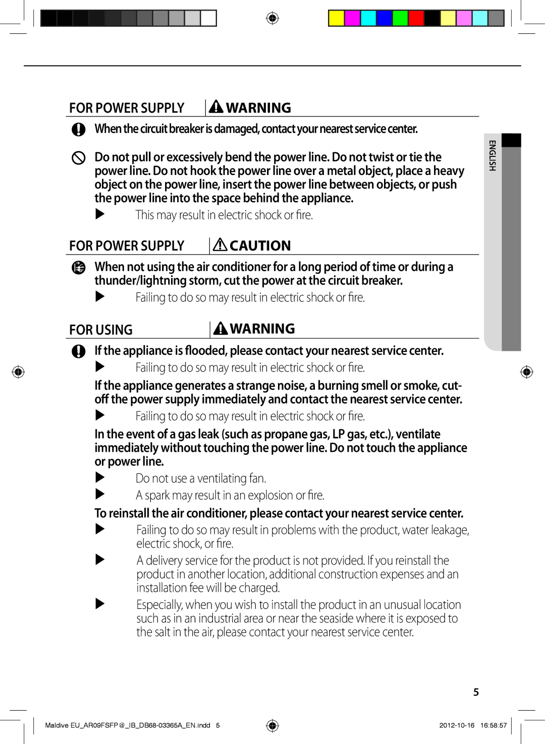 Samsung AR09FSFPESNNEU, AR18FSFPDGMNEU, AR24FSFPDGMNEU, AR12FSFPESNNEU, AR24FSFPESNNEU, AR18FSFPESNNEU manual For Using 