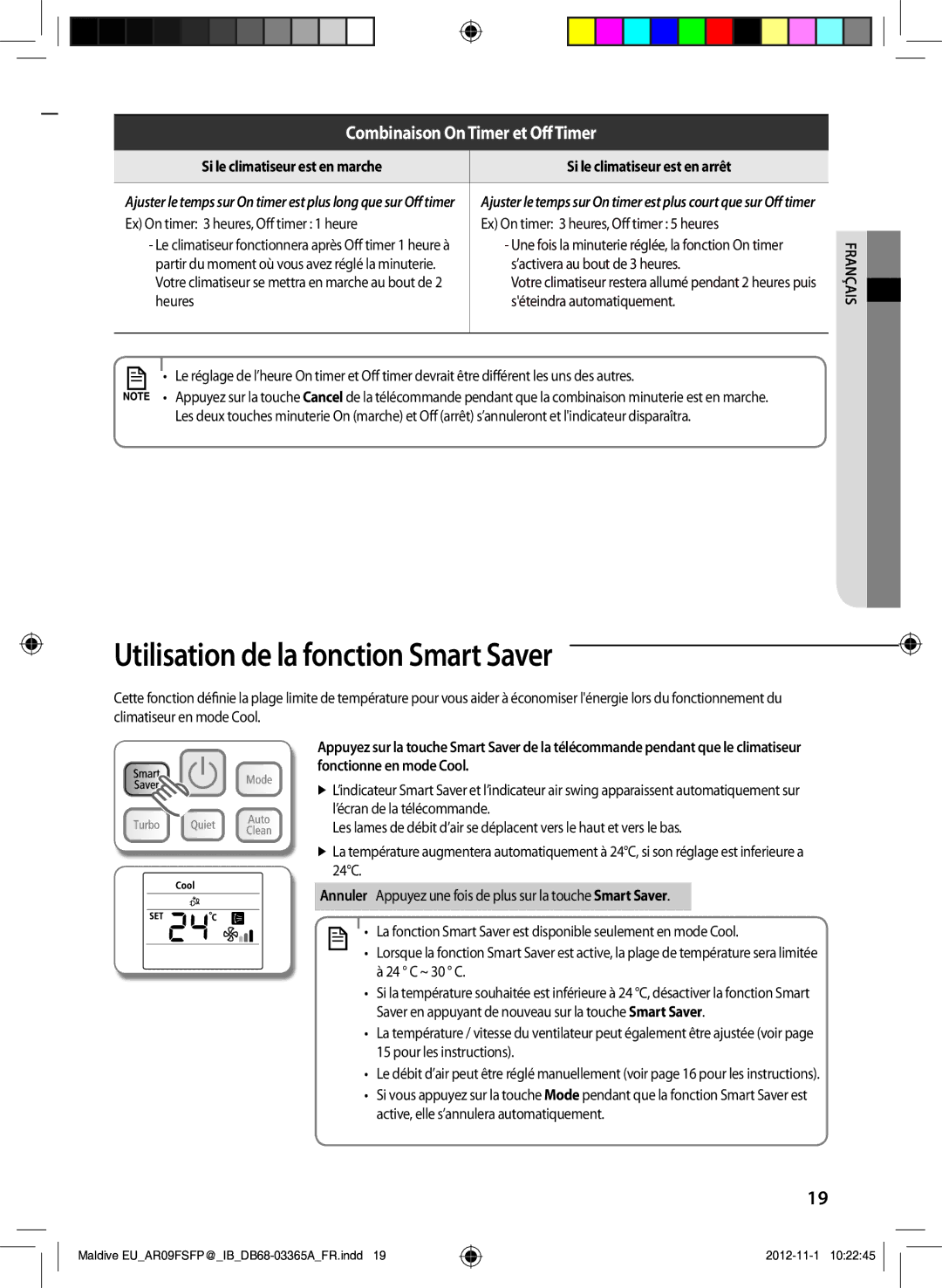 Samsung AR24FSFPDGMNEU, AR18FSFPDGMNEU manual Utilisation de la fonction Smart Saver 