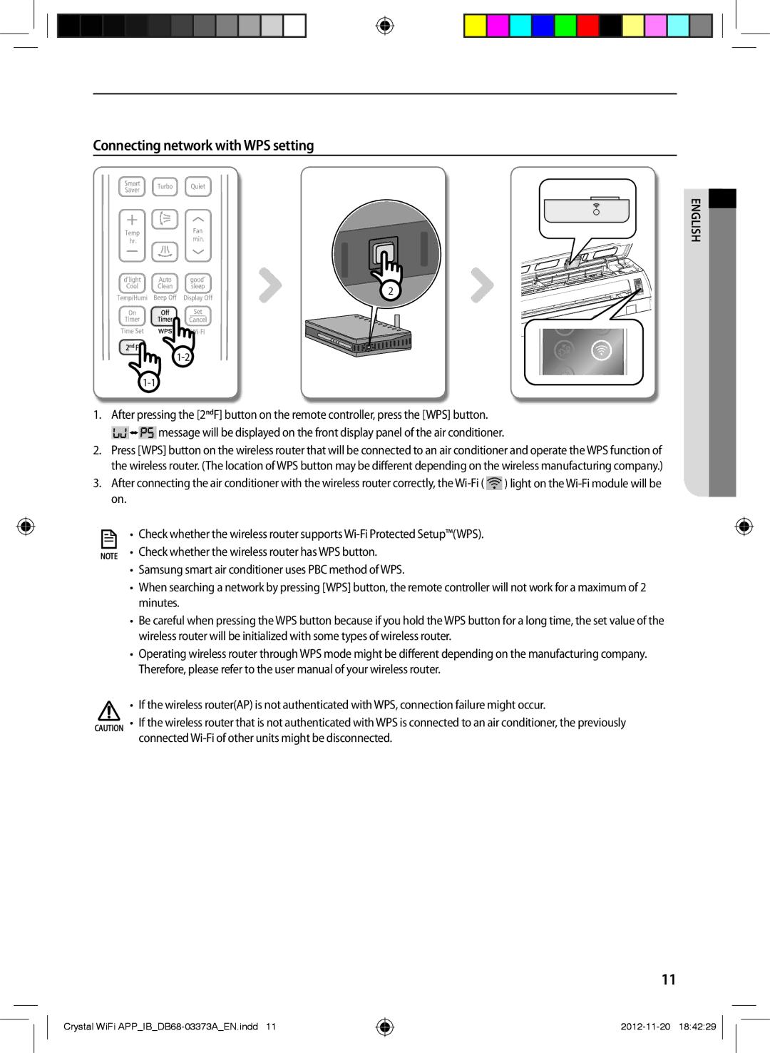 Samsung AR18FSSEDWUNEU, AR18FSSEDWUXEU, AR09FSSEDWUXEU, AR12FSSEDWUXEU, AR09FSSEDWUNEU Connecting network with WPS setting 