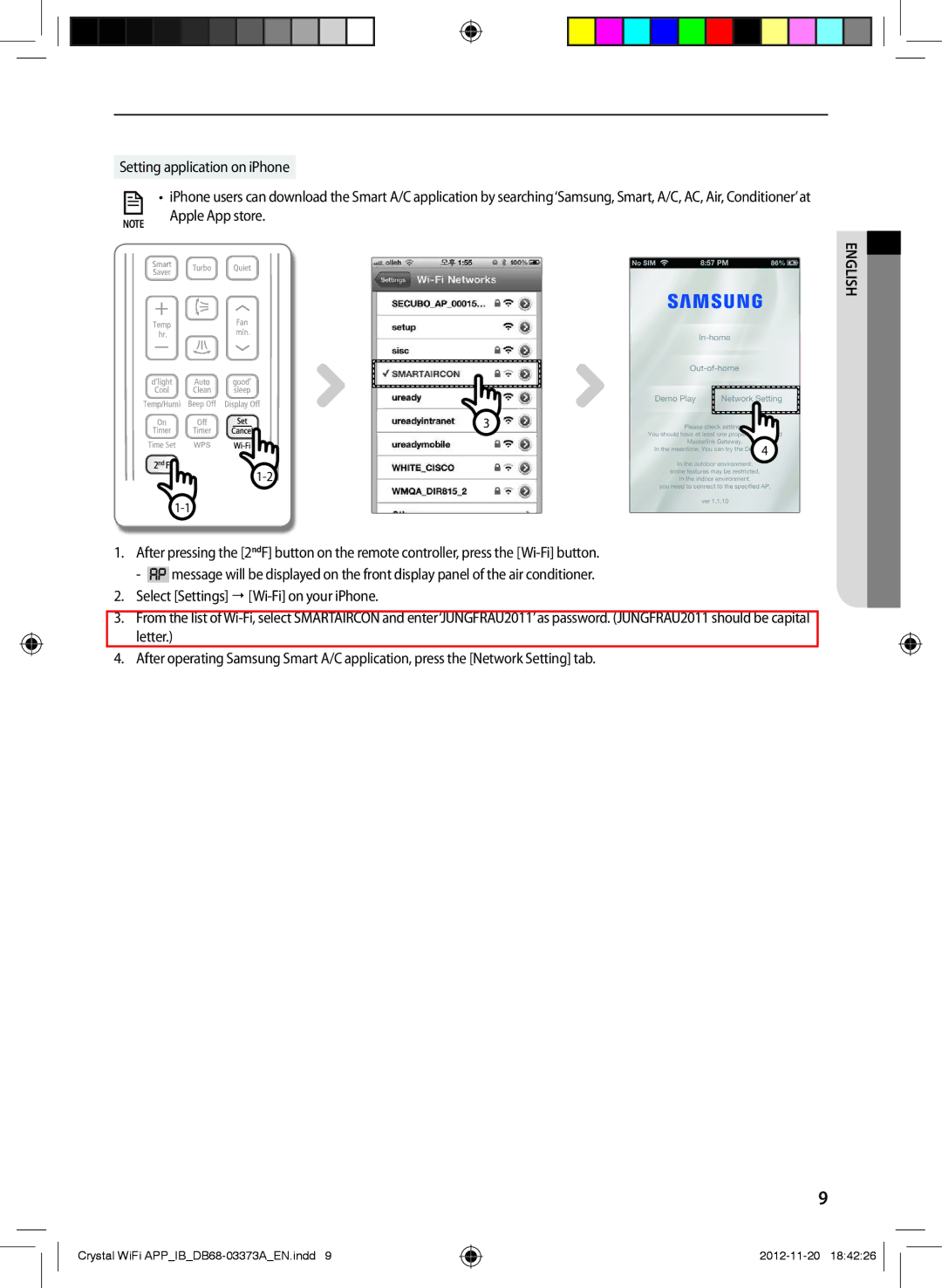 Samsung AR09FSSEDWUXEU, AR18FSSEDWUXEU, AR12FSSEDWUXEU, AR18FSSEDWUNEU, AR09FSSEDWUNEU manual Setting application on iPhone 