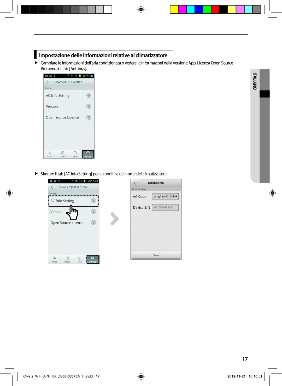 Samsung AR09FSSEDWUXEU, AR18FSSEDWUXEU, AR12FSSEDWUXEU manual Impostazione delle informazioni relative al climatizzatore 