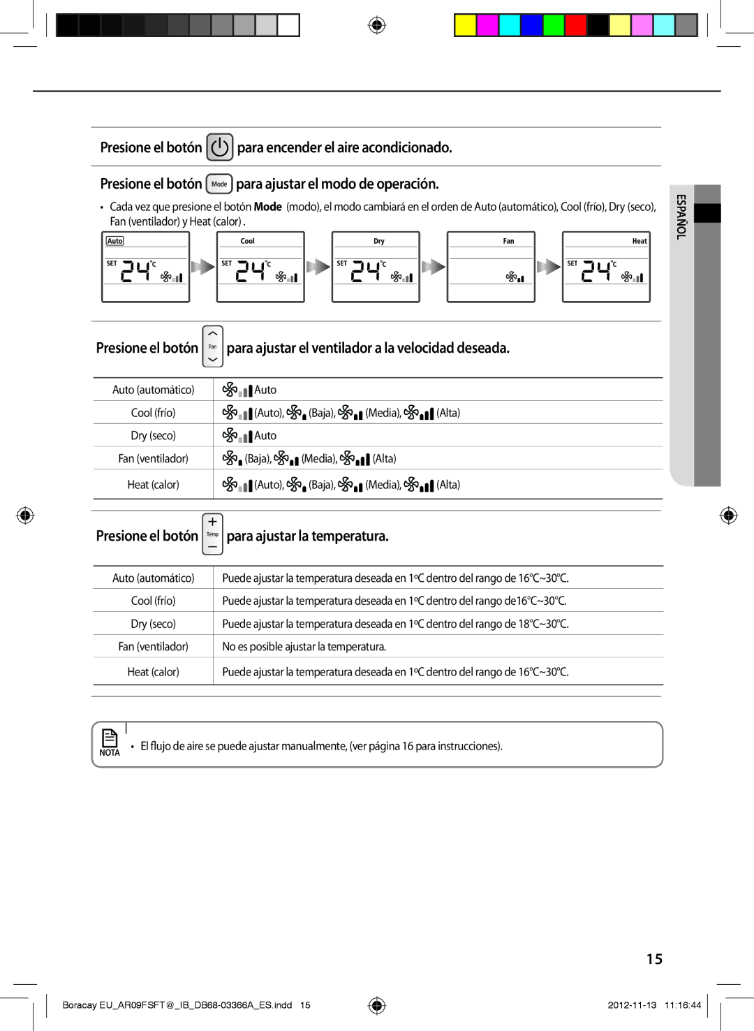 Samsung AR18FSFTJWQNEU, AR18FSSEDWUXEU manual Para ajustar el ventilador a la velocidad deseada, Para ajustar la temperatura 