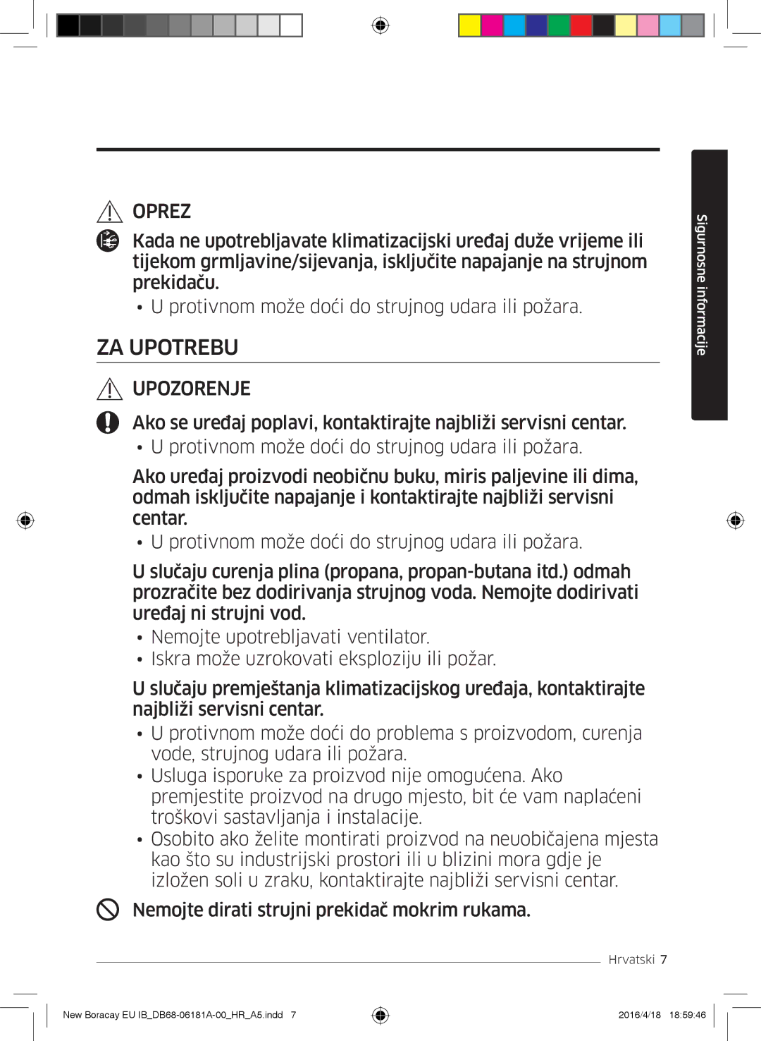 Samsung AR18KSFHBWKNEU manual ZA Upotrebu 