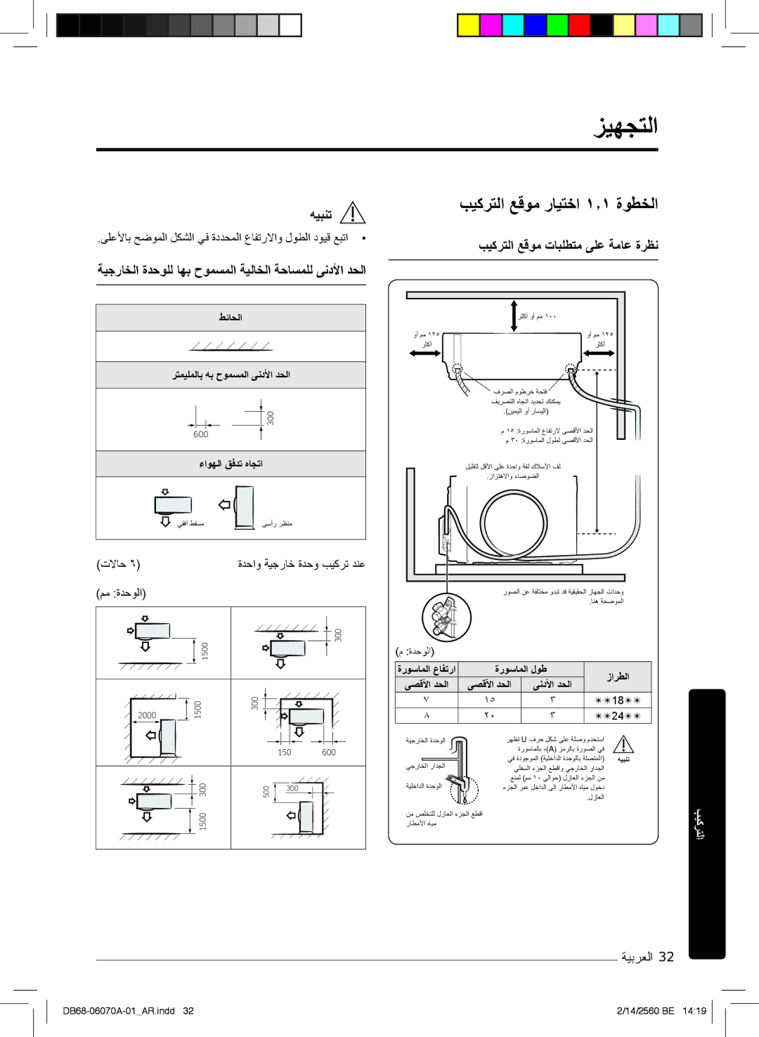 Samsung AR18MRJSBWKNMG زﯾﮭﺟﺗﻟا, بﯾﻛرﺗﻟا ﻊﻗوﻣ رﺎﯾﺗﺧا ۱٫۱ ةوطﺧﻟا, ﺔﯾﺟرﺎﺧﻟا ةدﺣوﻠﻟ ﺎﮭﺑ حوﻣﺳﻣﻟا ﺔﯾﻟﺎﺧﻟا ﺔﺣﺎﺳﻣﻠﻟ ﻰﻧدﻷا دﺣﻟا 