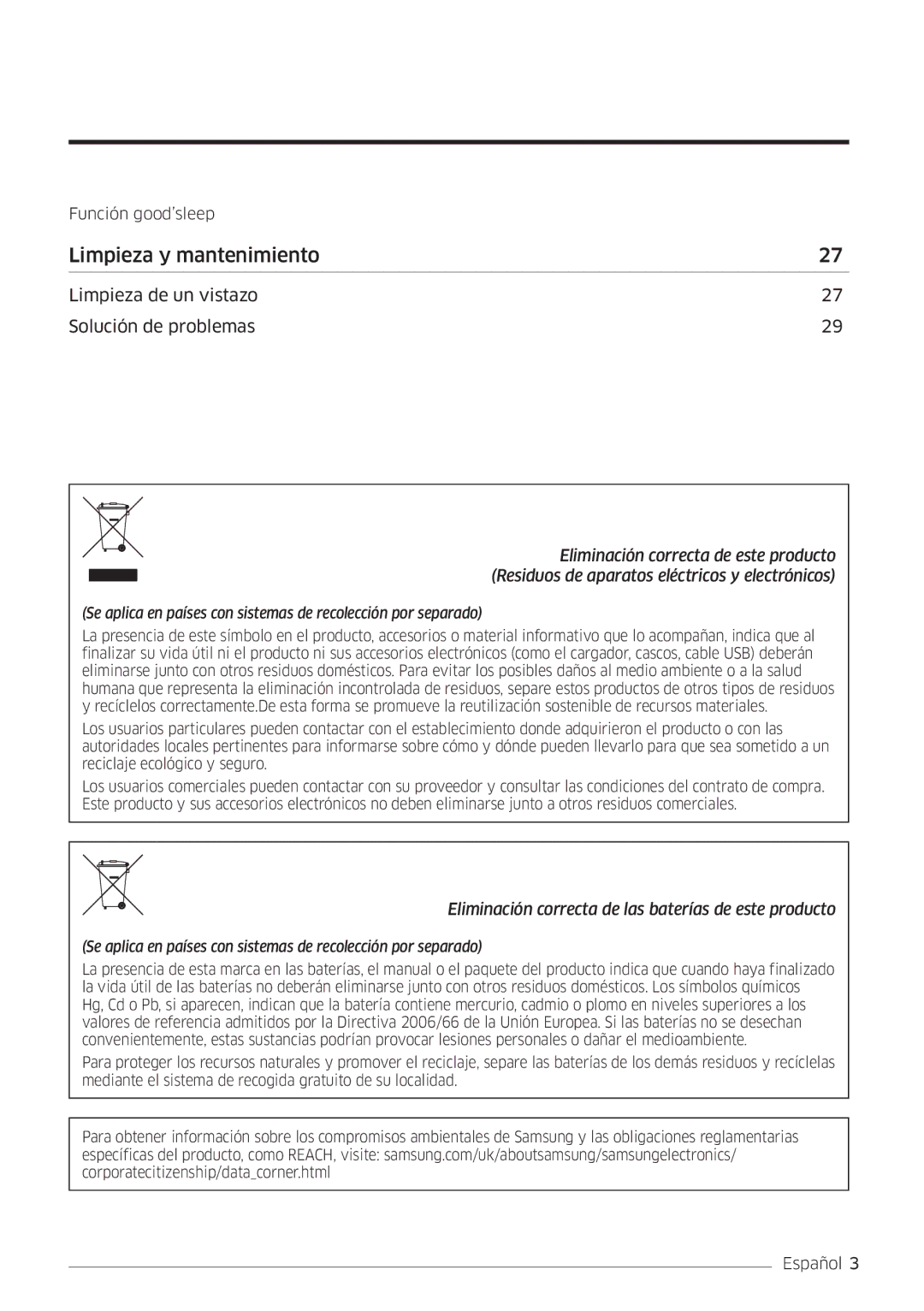 Samsung AR12MSWSAURNEU, AR18MSWSAWKNEU, AR24MSWSAWKNEU, AR07MSWSAURNEU, AR09MSWSAURNEU manual Limpieza y mantenimiento 