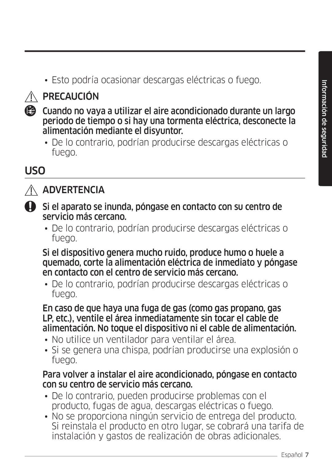 Samsung AR09MSWSAURNEU, AR18MSWSAWKNEU, AR24MSWSAWKNEU, AR07MSWSAURNEU, AR12MSWSAURNEU manual Uso 