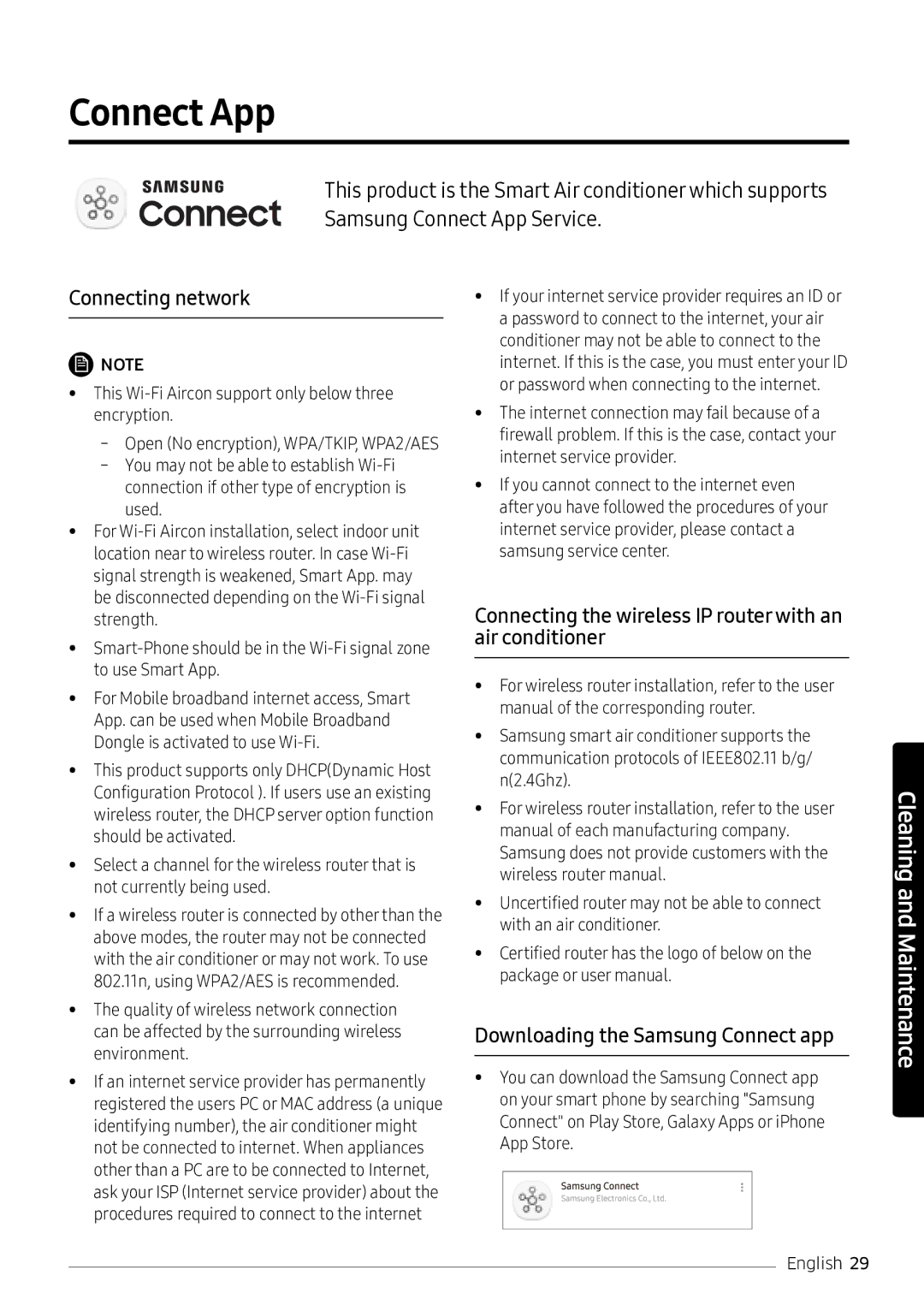 Samsung AR18NVPXCWK/MG manual Connecting network, Connecting the wireless IP routerwith an air conditioner 