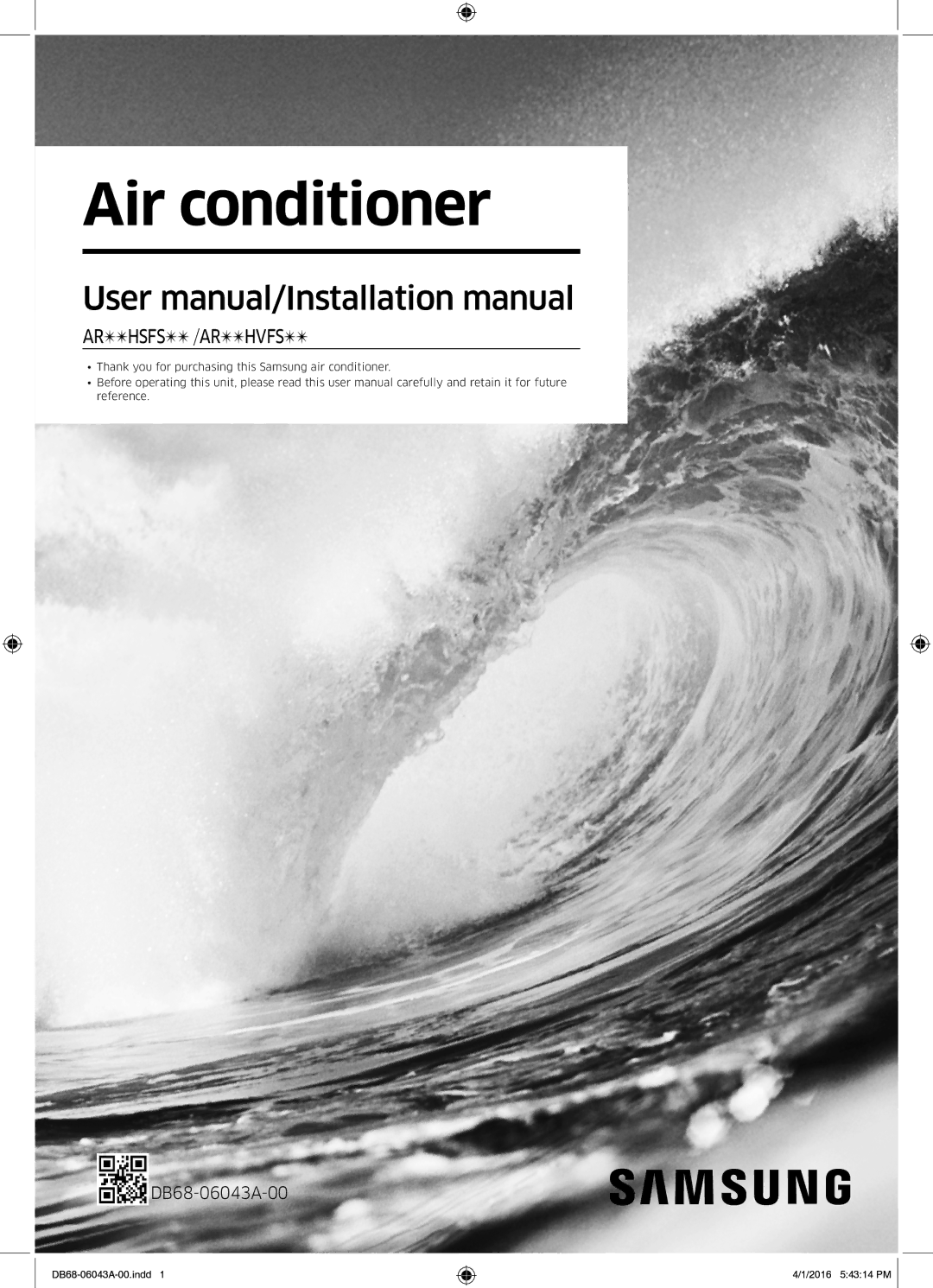 Samsung AR24HSFSEWKNMG manual Air conditionergioner 