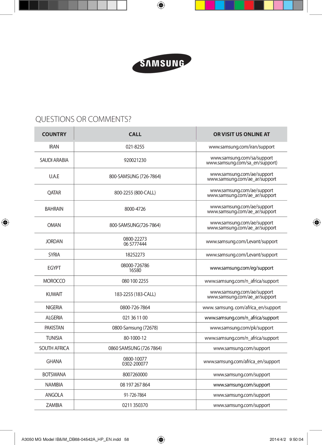 Samsung AR18HSFSEWKNMG, AR24HVFSEWKNMG, AR18HVFSEWKNMG manual Questions or COMMENTS?, 021-8255 