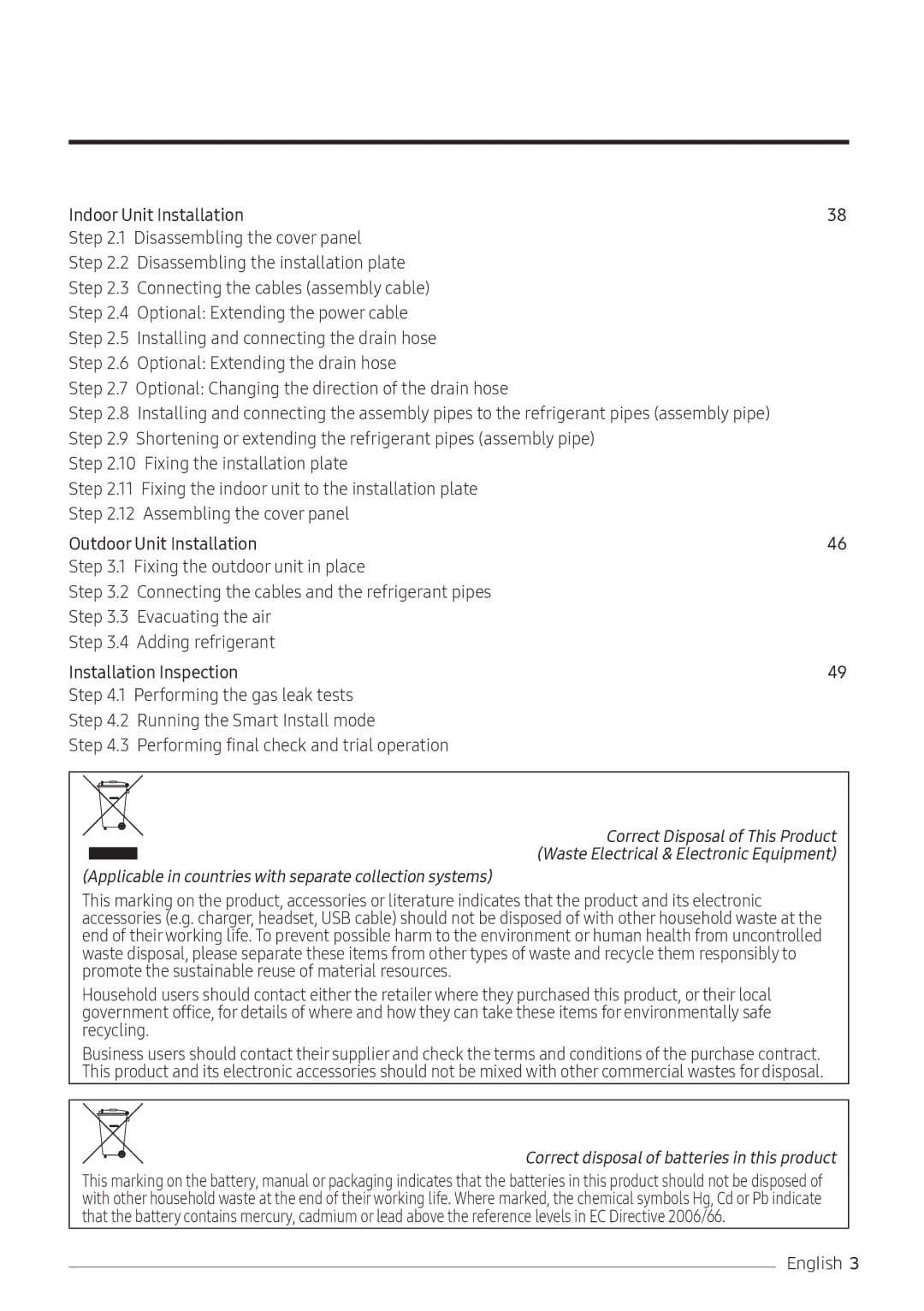 Samsung AR24KRFNEWKXMG, AR24KQFNRWKNMG, AR24MQFNRWKNMG, AR24MRFNEWKXMG, AR18KQFNEWKXMG manual Correct Disposal of This Product 