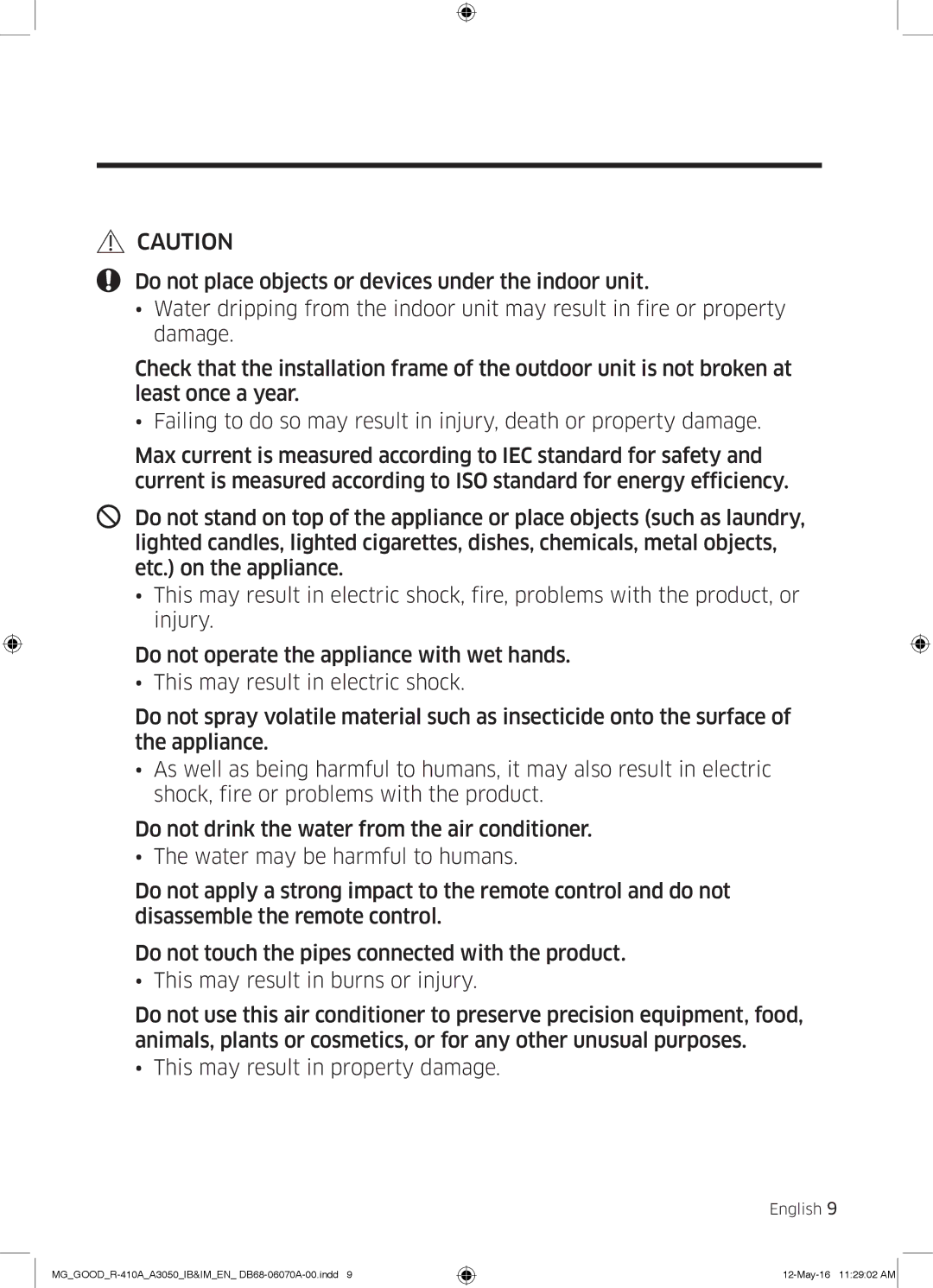 Samsung AR24KQJSBWKNMG manual Safety Information 