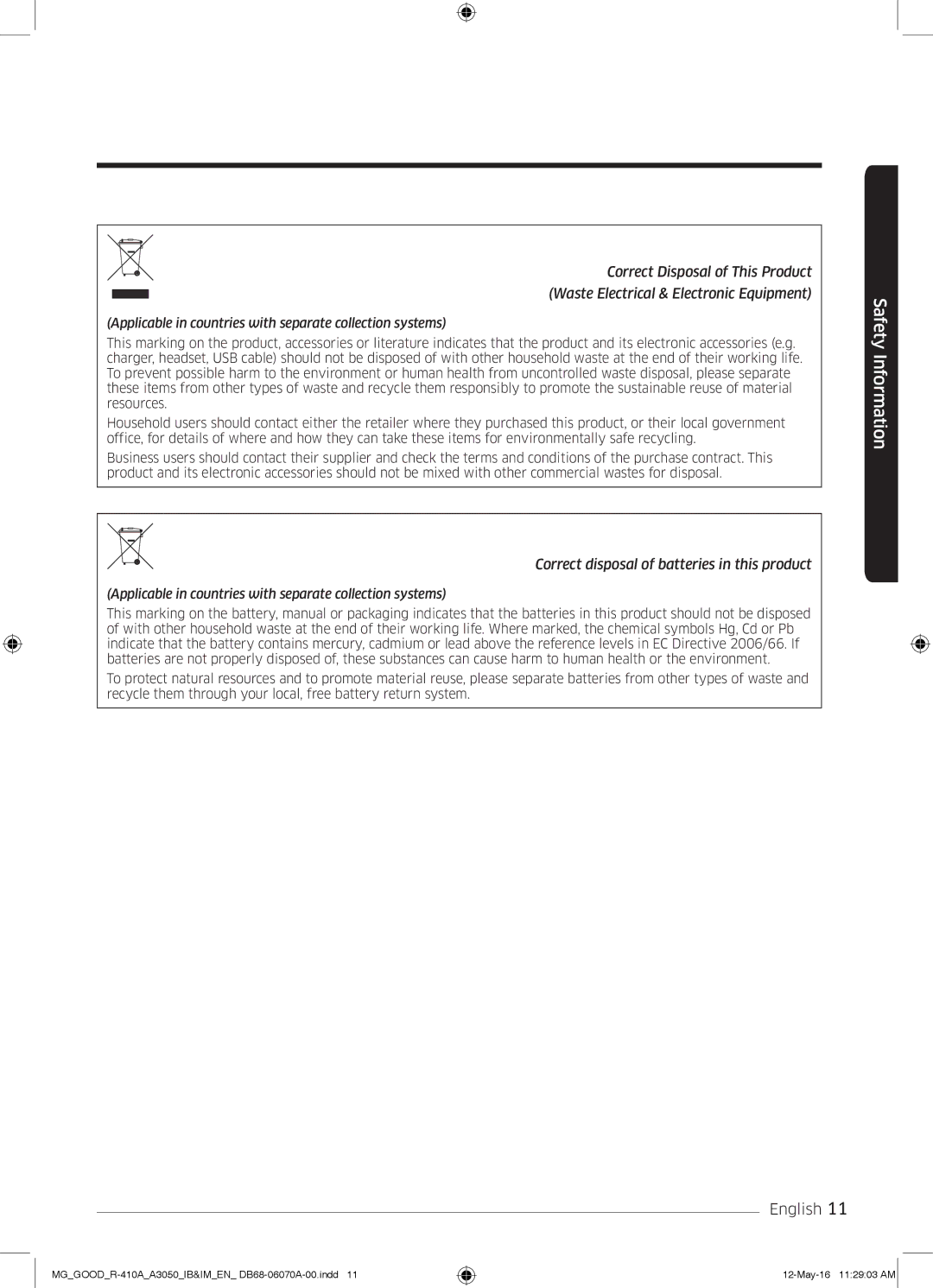 Samsung AR24KQJSBWKNMG manual MGGOODR-410AA3050IB&IMEN DB68-06070A-00.indd 