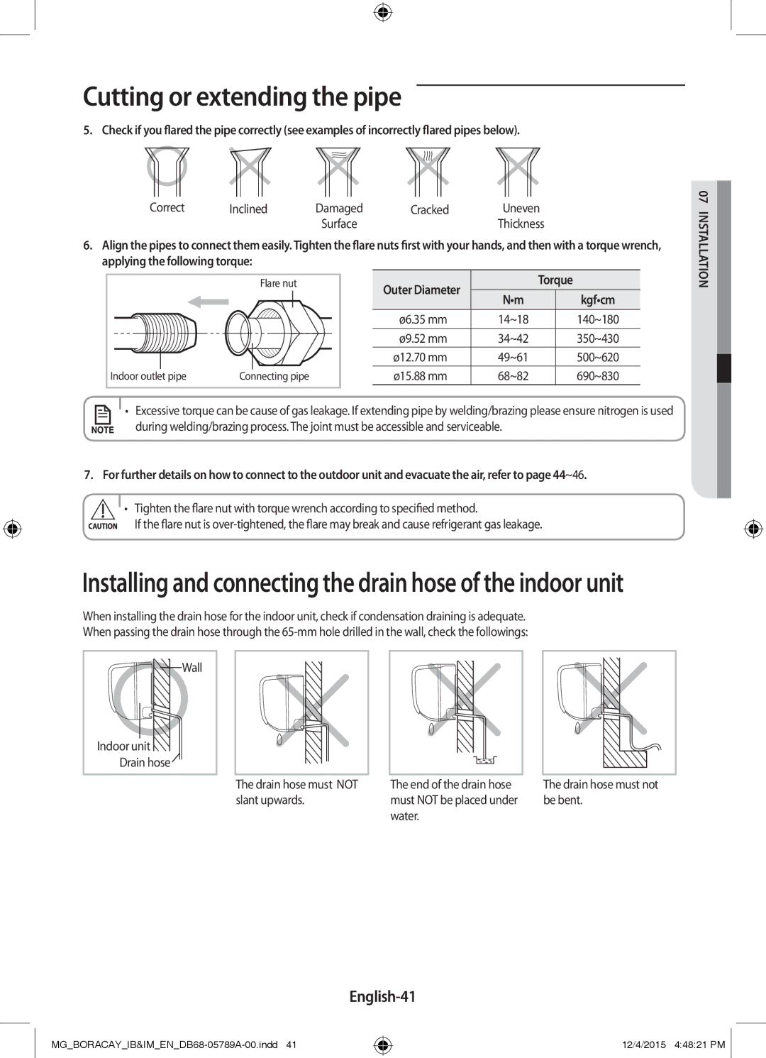 Samsung AR18KRFHCWKNMG, AR24KRFHCWKNMG, AR18KQFHCWKNMG, AR24KQFHCWKNMG manual English-41 