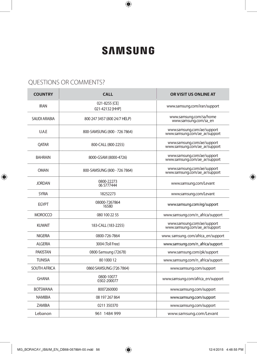 Samsung AR24KRFHCWKNMG, AR18KRFHCWKNMG, AR18KQFHCWKNMG, AR24KQFHCWKNMG manual Questions or COMMENTS?, 021-8255 CE 