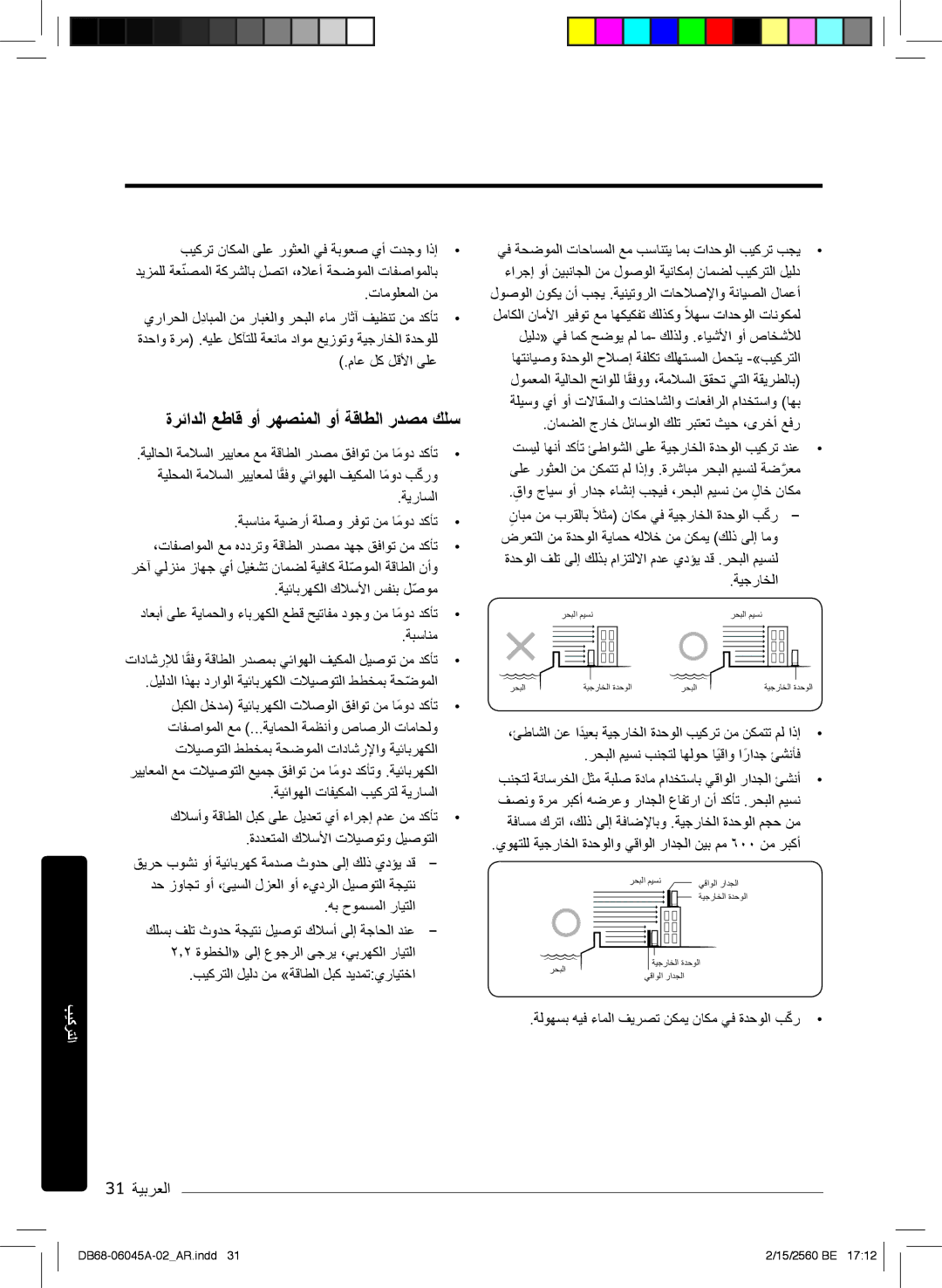 Samsung AR18MRFHCWKNMG, AR24KRFHRWK/MG, AR24MQFHRWKNMG manual ةرﺋادﻟا ﻊطﺎﻗ وأ رﮭﺻﻧﻣﻟا وأ ﺔﻗﺎطﻟا ردﺻﻣ كﻠﺳ, 31 ﺔﯾﺑرﻌﻟا 