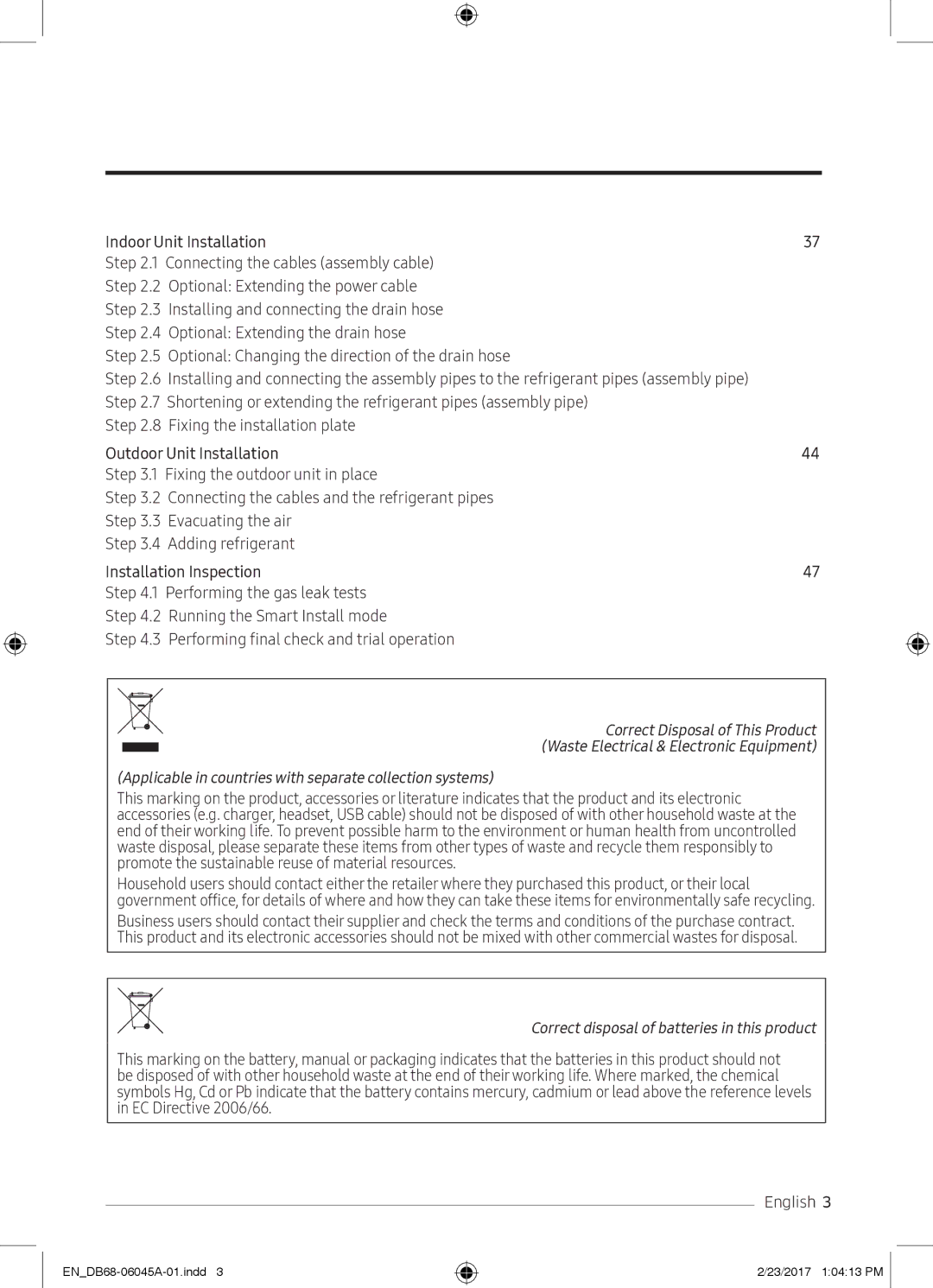 Samsung AR24KRFHRWKXMG, AR24KRFHRWK/MG, AR24MQFHRWKNMG, AR24MRFHRWKNMG, AR18MQFHCWKXMG manual Correct Disposal of This Product 