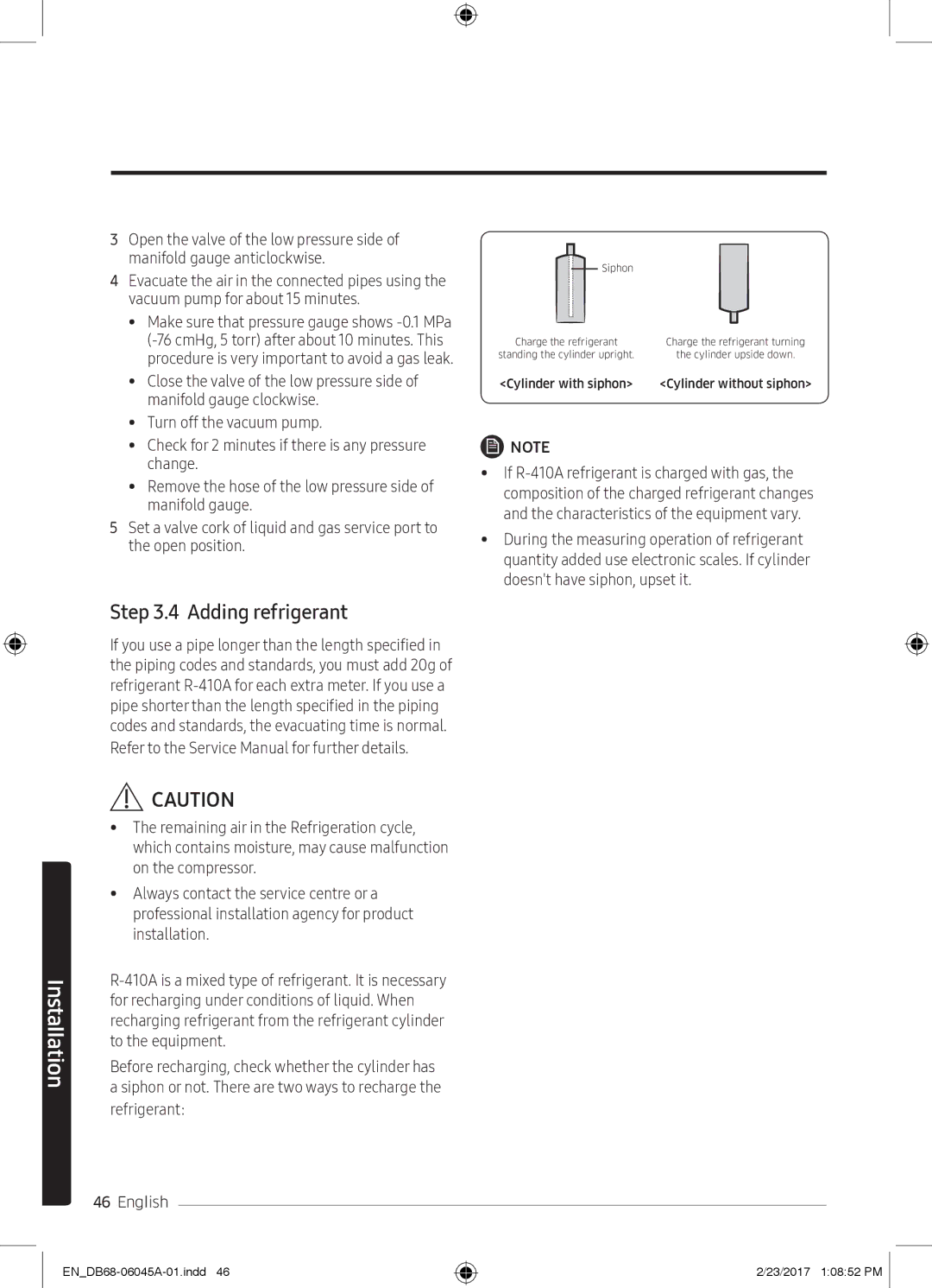 Samsung AR18MQFHCWKNMG, AR24KRFHRWK/MG, AR24MQFHRWKNMG, AR24MRFHRWKNMG, AR18MQFHCWKXMG manual Adding refrigerant, Refrigerant 