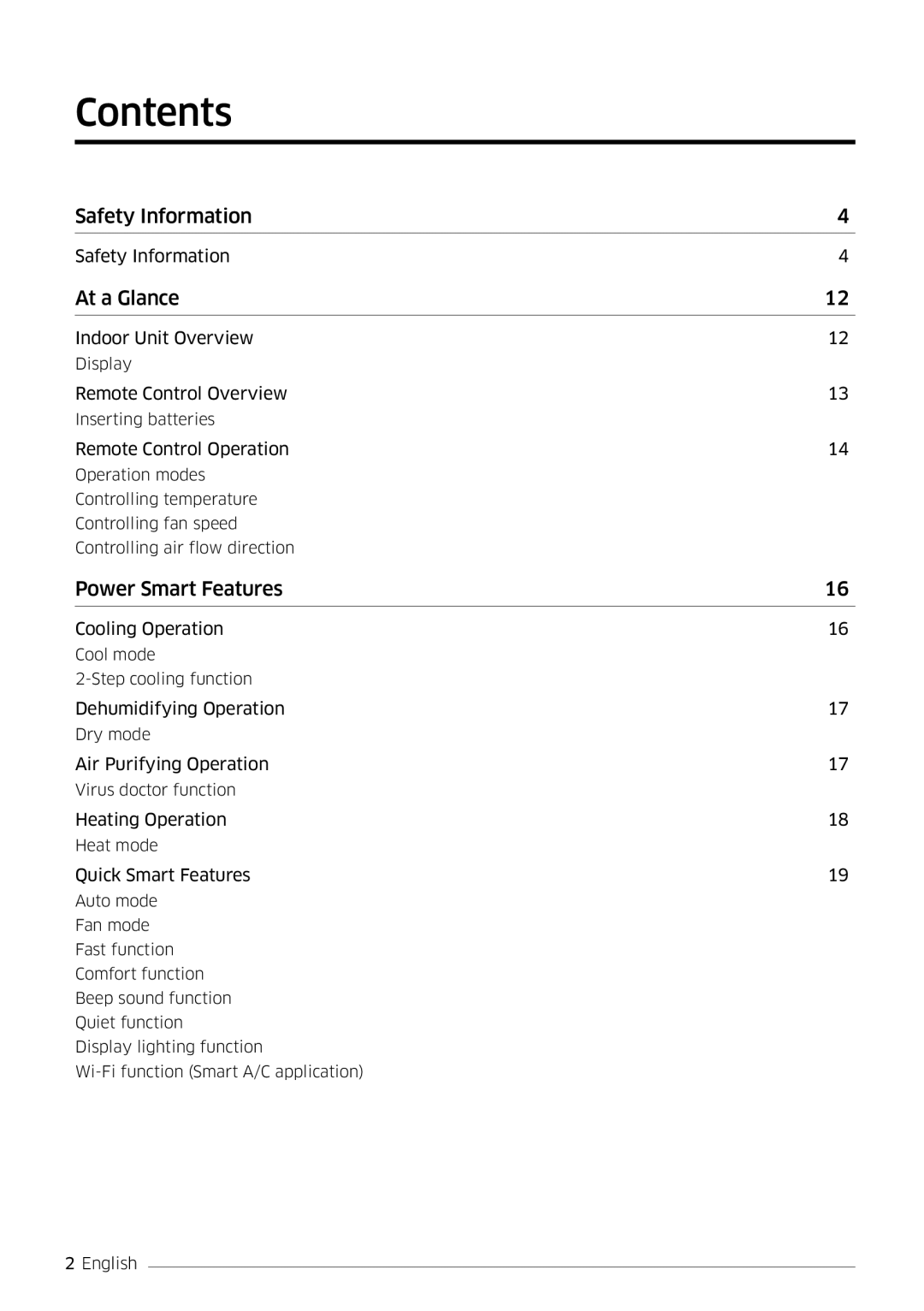 Samsung AR18MSPDBWKNEU, AR24MSPDBWKNEU manual Contents 