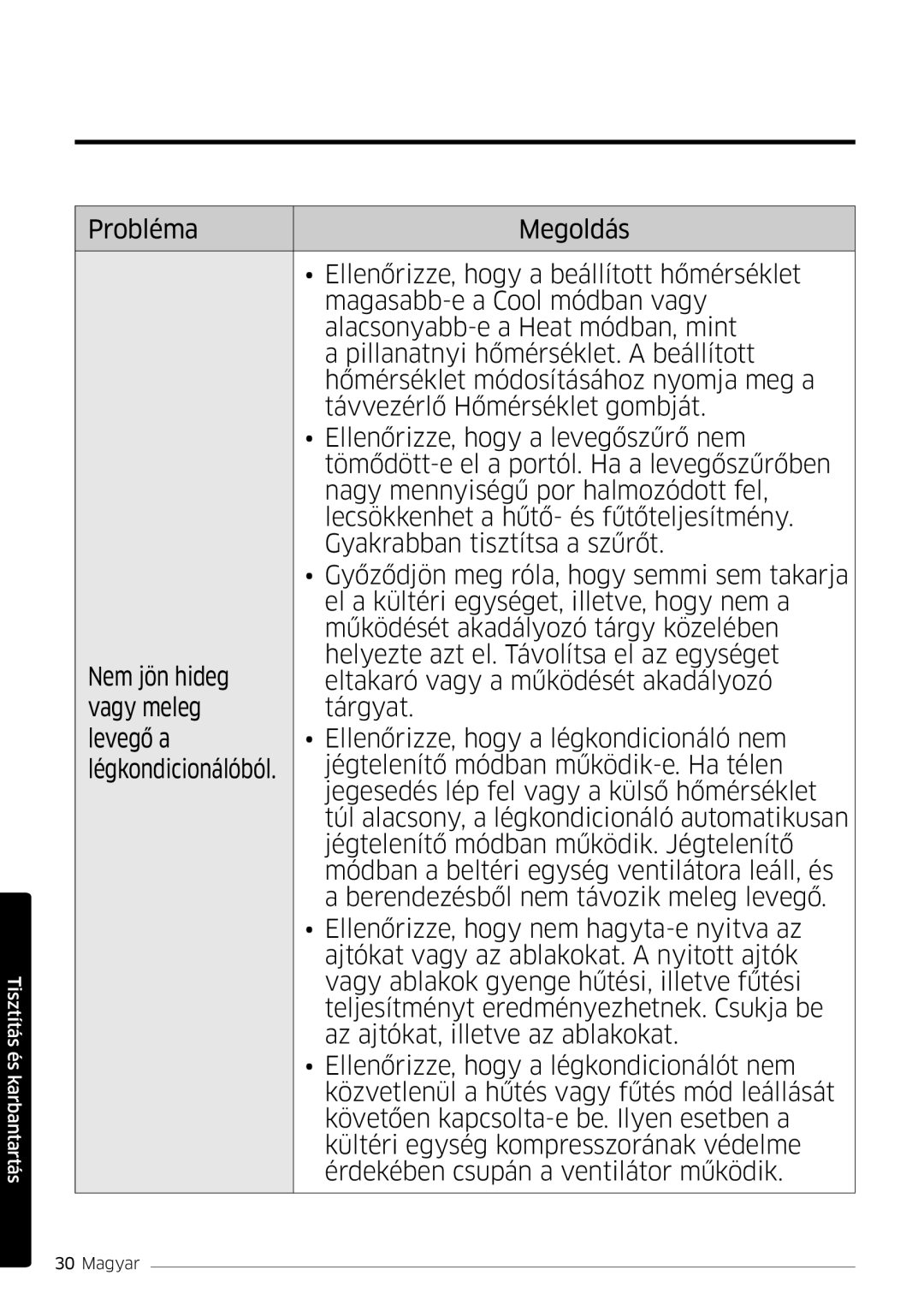 Samsung AR18MSPDBWKNEU, AR24MSPDBWKNEU manual Tisztítás és karbantartás 