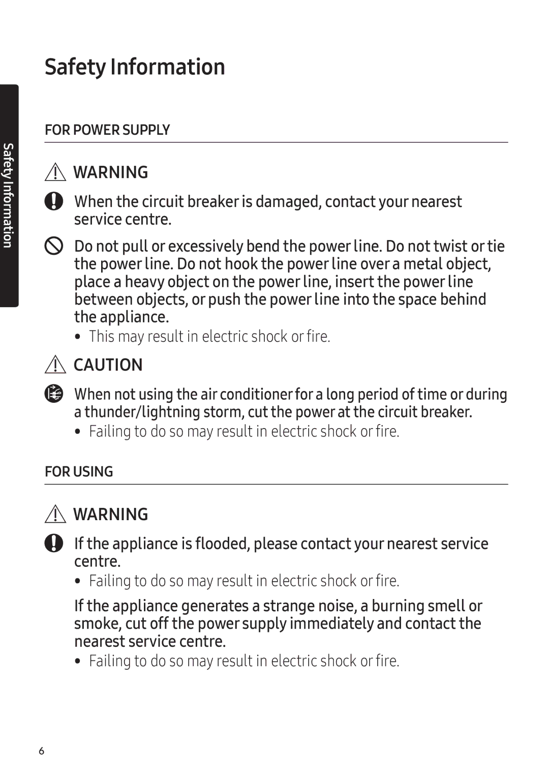 Samsung AR18NSFPEWQNEU, AR24NSFPEWQNEU manual For Power Supply 