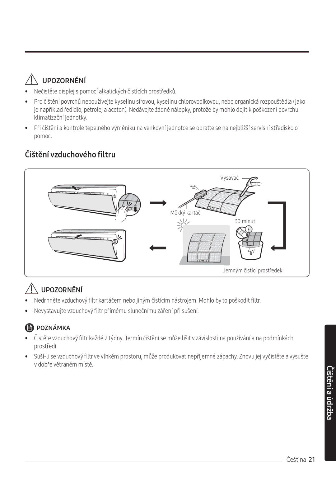 Samsung AR24NSFPEWQNEU, AR18NSFPEWQNEU manual Údržba 