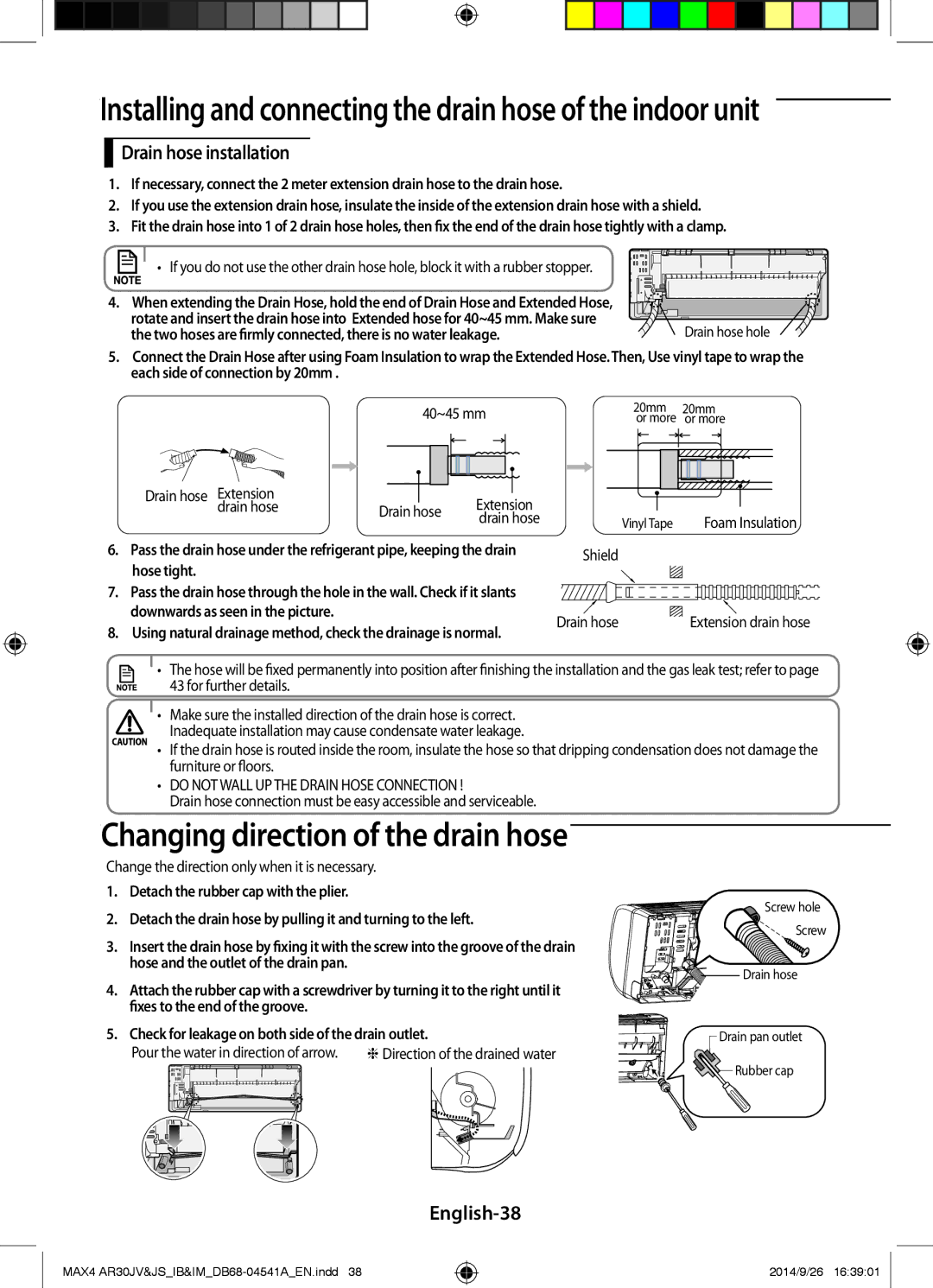 Samsung AR30JVFUCWKNMG Drain hose installation, English-38, Two hoses are firmly connected, there is no water leakage 