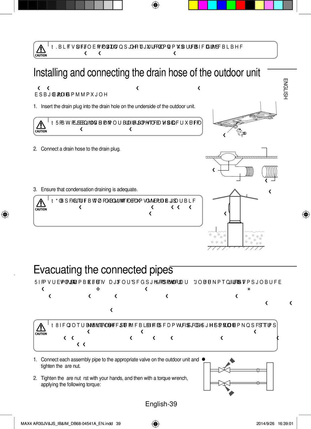 Samsung AR30JVFUCWKNMG manual Evacuating the connected pipes, English-39 