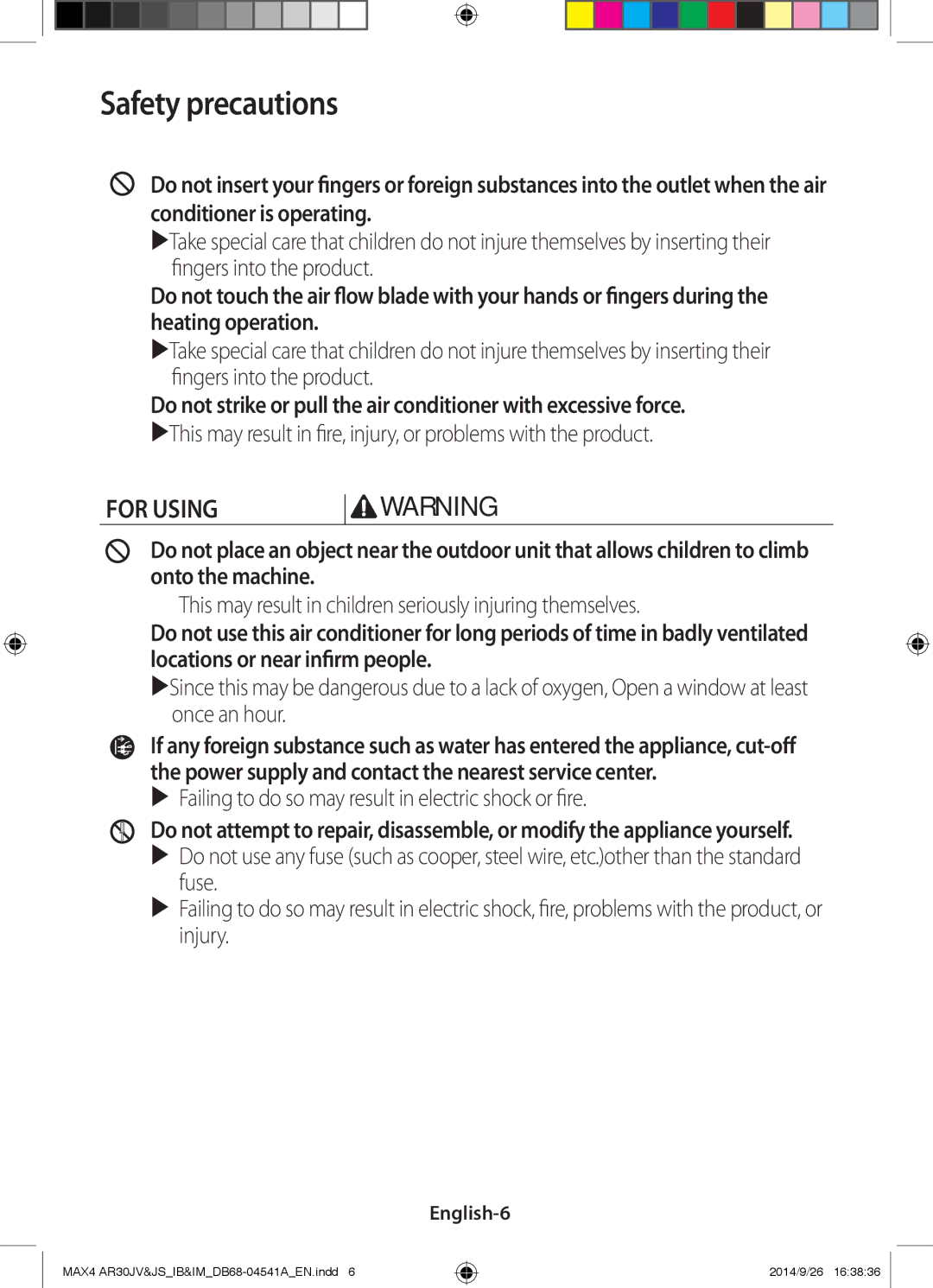 Samsung AR30JVFUCWKNMG manual English-6 