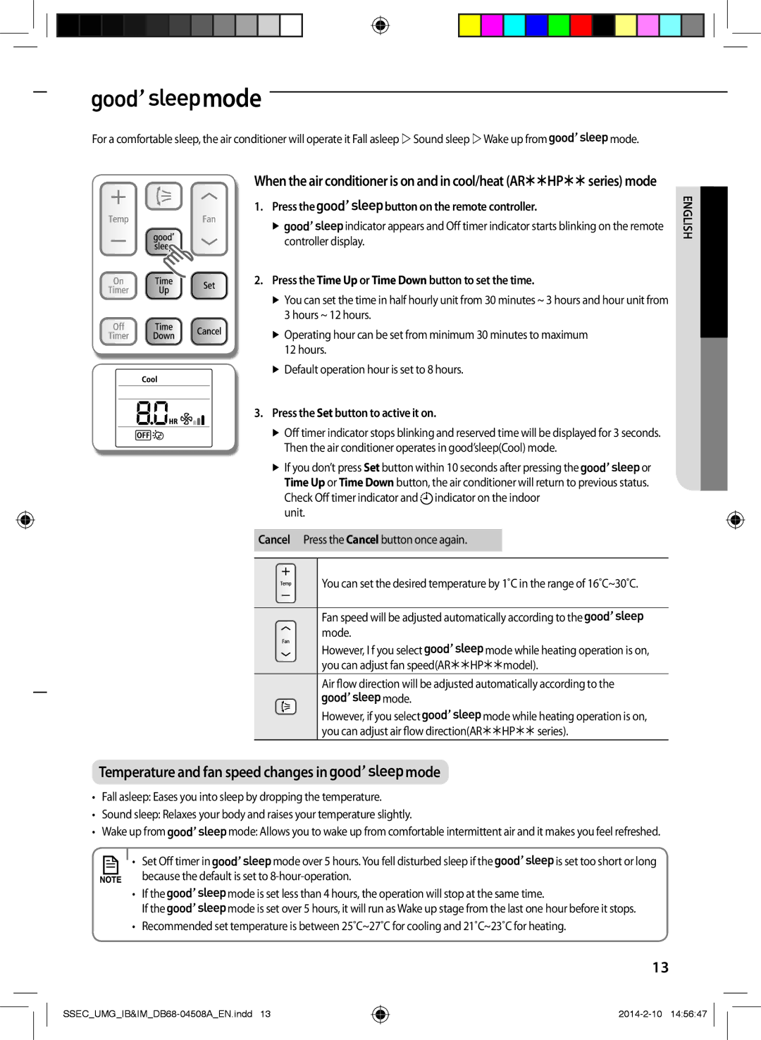 Samsung AR30HPFUAWKNMG manual AA mode, Press the button on the remote controller, Press the Set button to active it on 