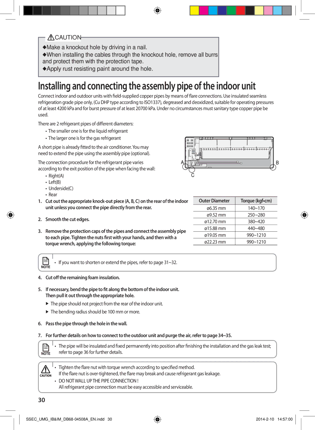 Samsung AR36HPFUAWKNMG, AR36HCFUAWKNMG, AR30HPFUAWKNMG manual Smooth the cut edges, Cut off the remaining foam insulation 