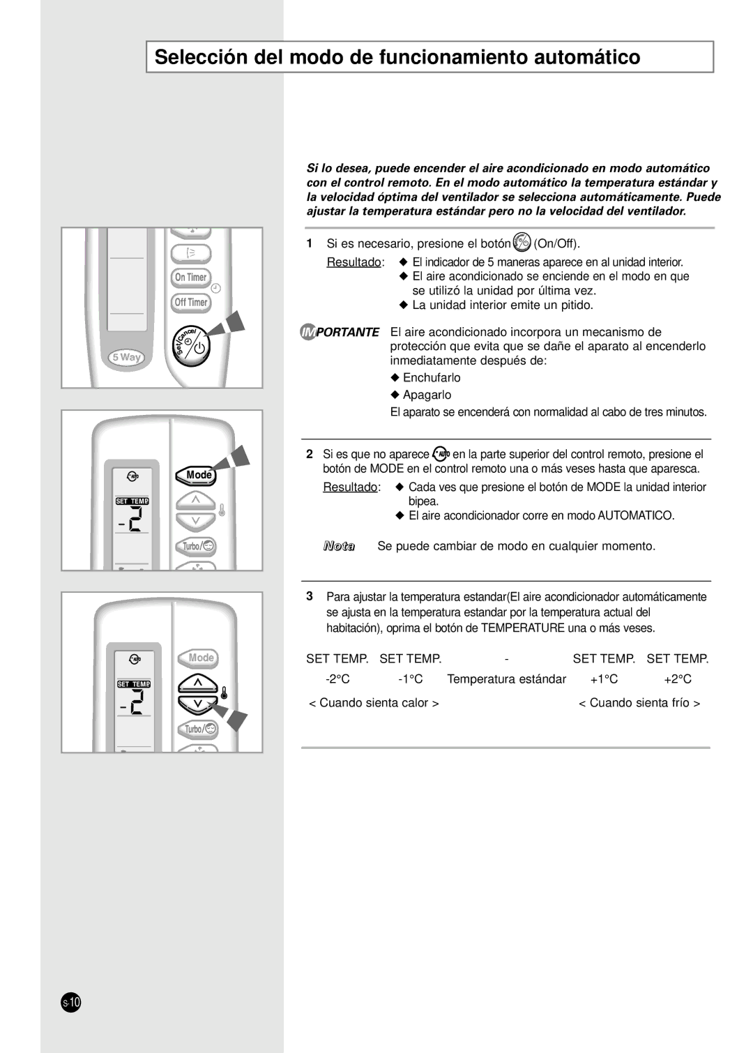 Samsung AS12A6ME/AFR, AS09A6ME/AFR, AST24A2RB/OMI, AST24A2RB/XAP manual Selección del modo de funcionamiento automático 