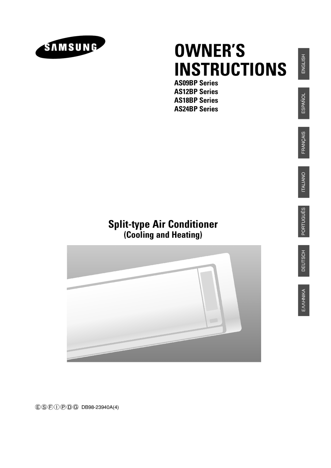 Samsung AS24BPAX, AS09BPAN, AS24BPAN, AS12BPAN, AS18BPAN, AS18BPAX manual OWNER’S Instructions 