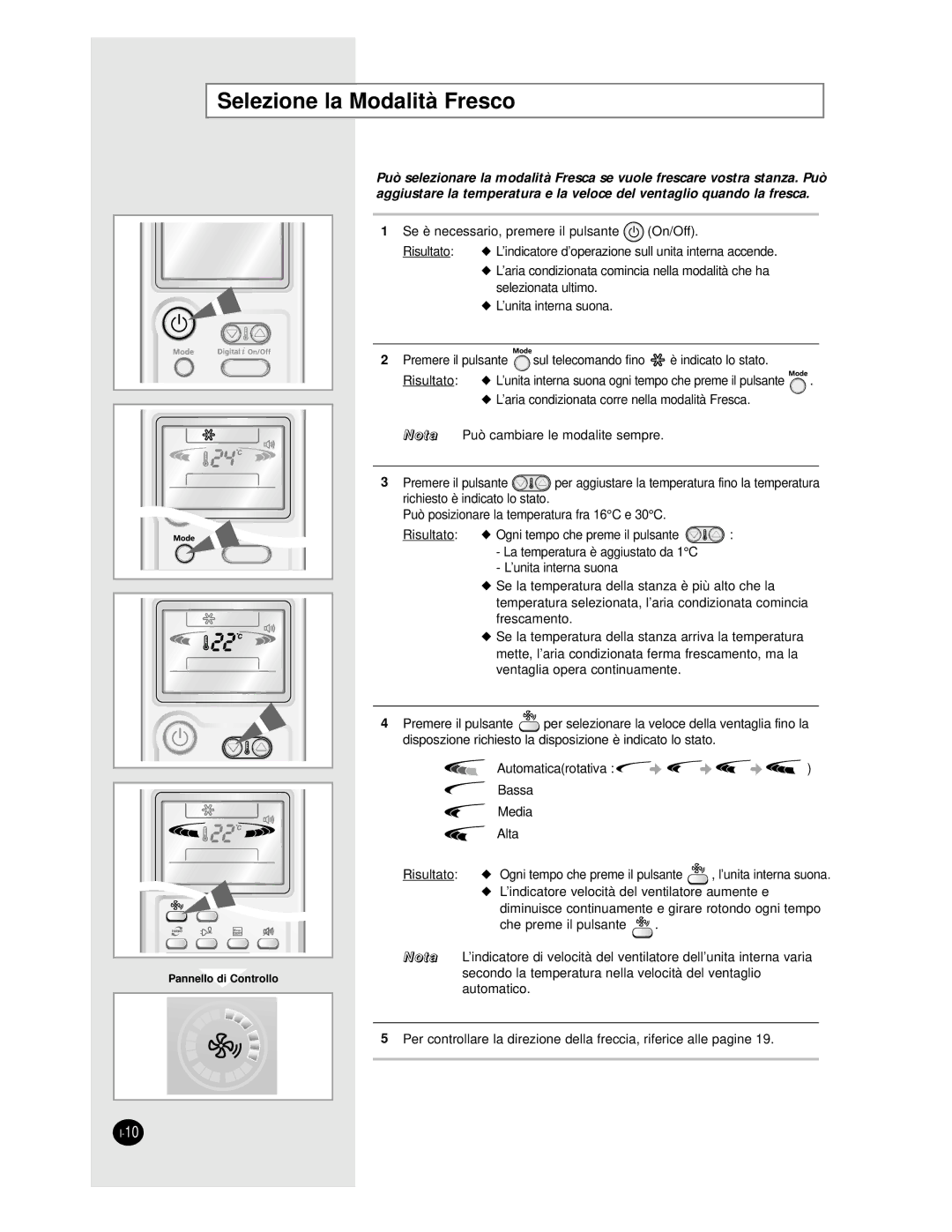 Samsung AS18BPAN, AS09BPAN, AS24BPAX, AS24BPAN, AS12BPAN, AS18BPAX manual Selezione la Modalità Fresco 