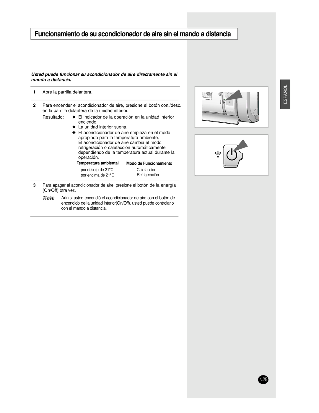 Samsung AS24BPAX, AS09BPAN, AS24BPAN, AS12BPAN, AS18BPAN, AS18BPAX manual Temperatura ambiental 