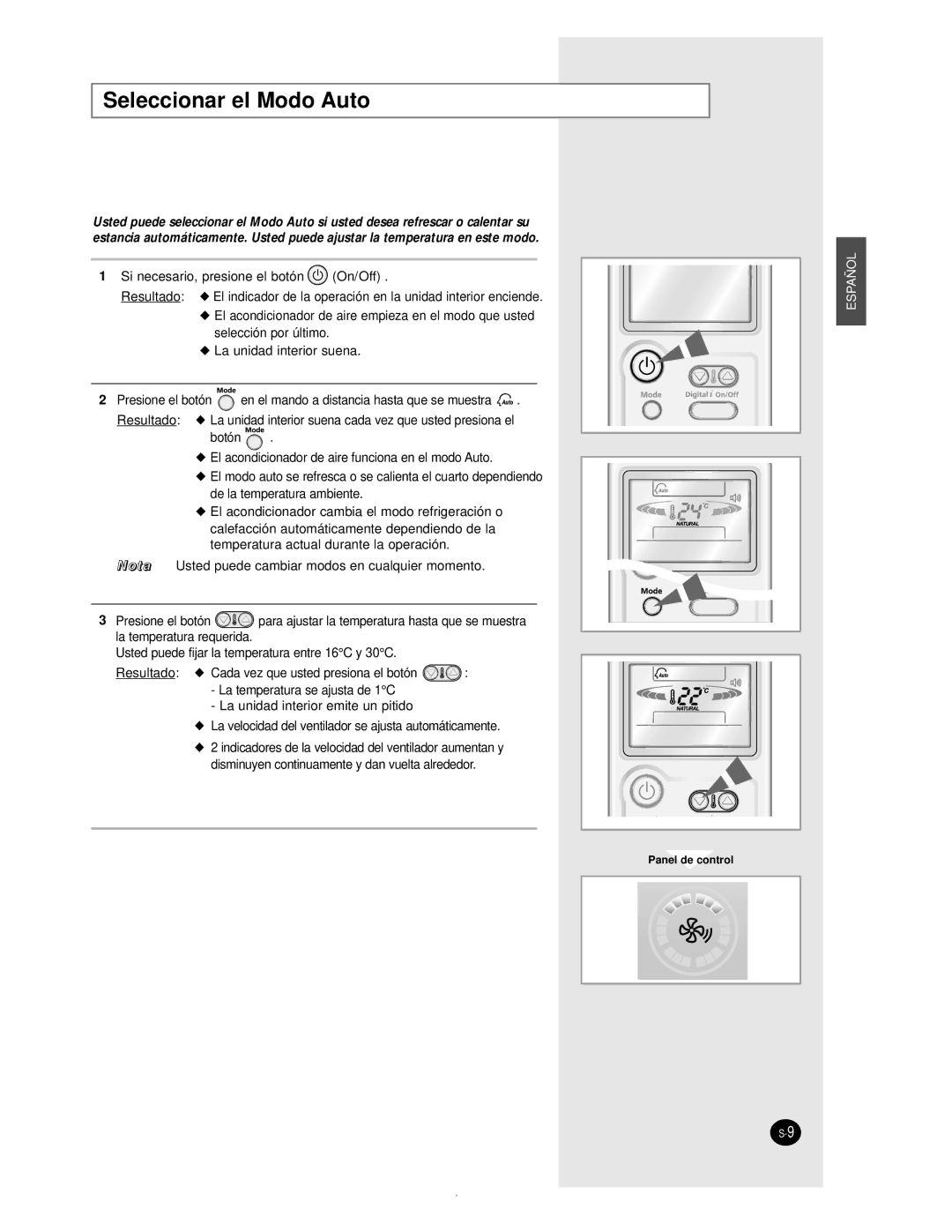 Samsung AS12BPAN, AS09BPAN, AS24BPAX, AS24BPAN, AS18BPAN, AS18BPAX manual Seleccionar el Modo Auto 