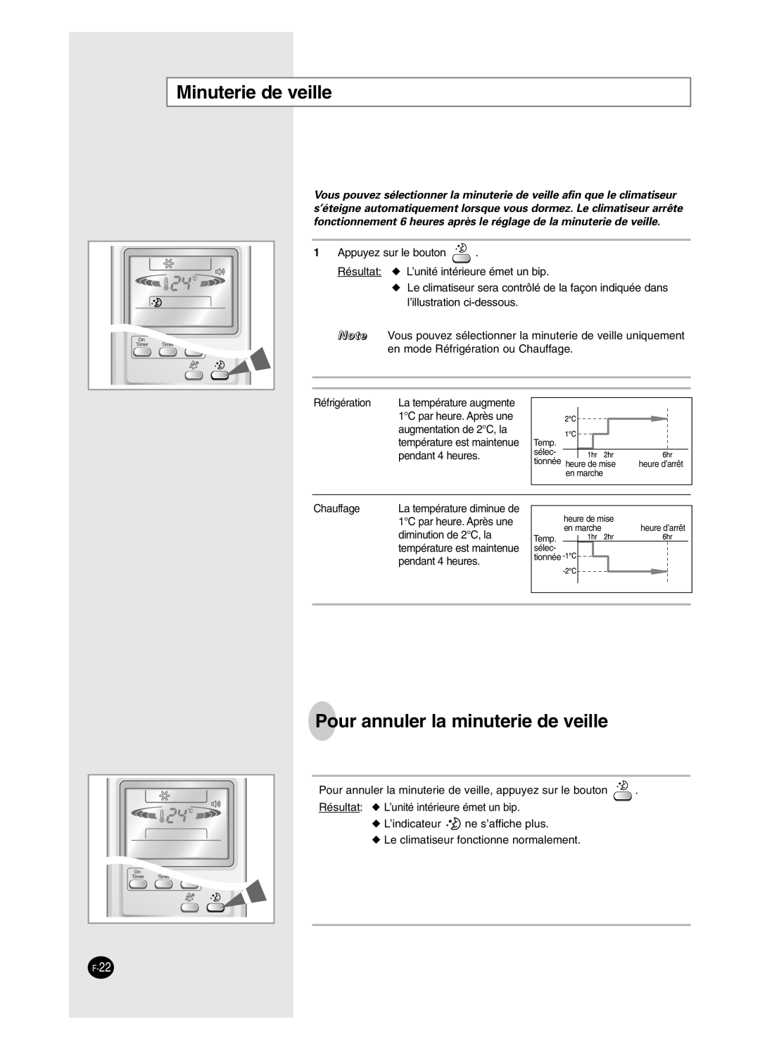 Samsung AS18BPAN, AS09BPAN, AS24BPAX, AS24BPAN, AS12BPAX, AS12BPAN Minuterie de veille, Pour annuler la minuterie de veille 