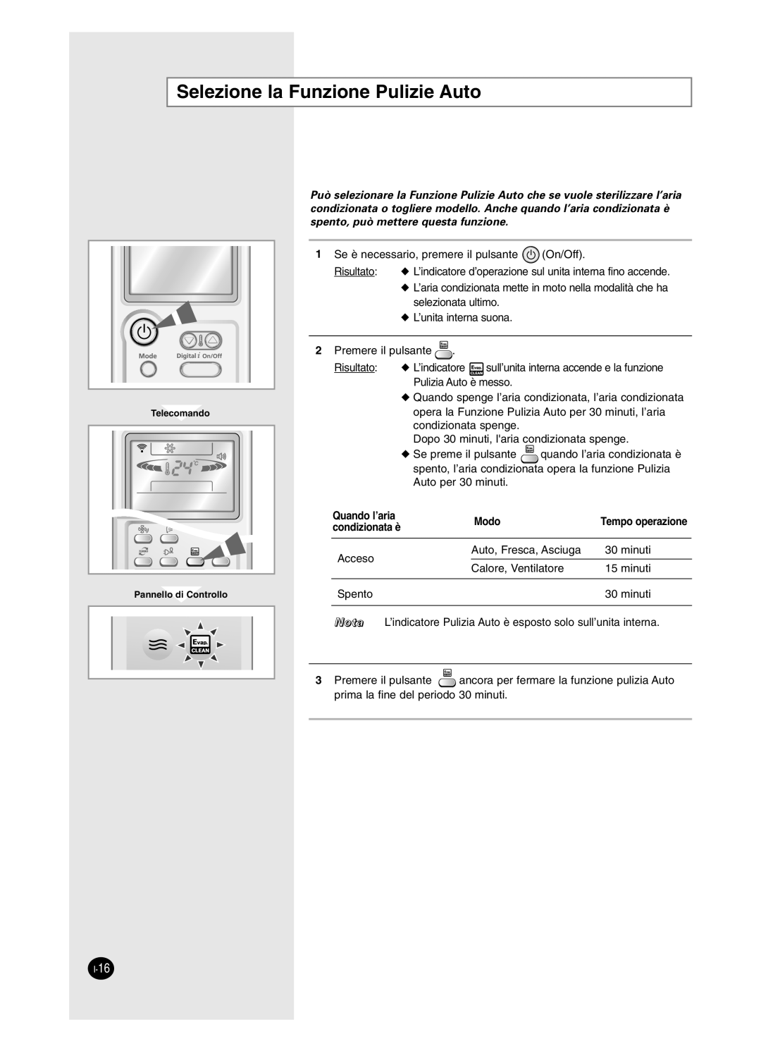 Samsung AS09BPAN, AS24BPAX, AS24BPAN, AS12BPAX, AS12BPAN, AS09BPAX, AS18BPAN Selezione la Funzione Pulizie Auto, Condizionata è 