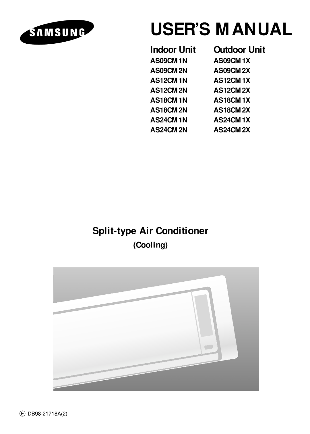 Samsung AS09CM2X, AS09CM1X, AS09CM2N, AS09CM1N, AS18CM1N, AS18CM2N, AS24CM1X, AS24CM2N, AS24CM1N user manual USER’S Manual 