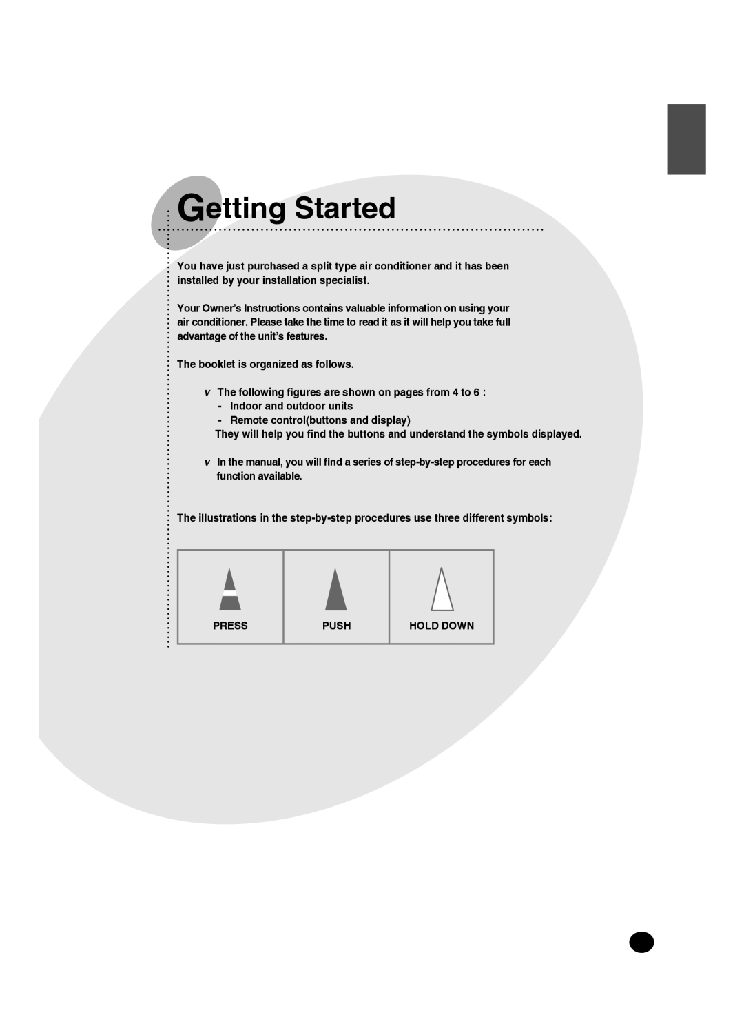 Samsung AS18F, AS09F, AS24J, AS24W, AS24F, AS18J, AS18W, AS12W, AS09J, AS09W, AS12F, AS12J user manual Getting Started 