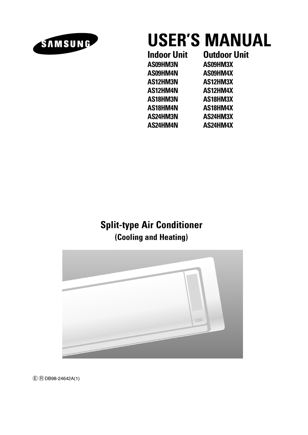 Samsung AS24HM3N/SER, AS09HM3N/SER manual USER’S Manual 