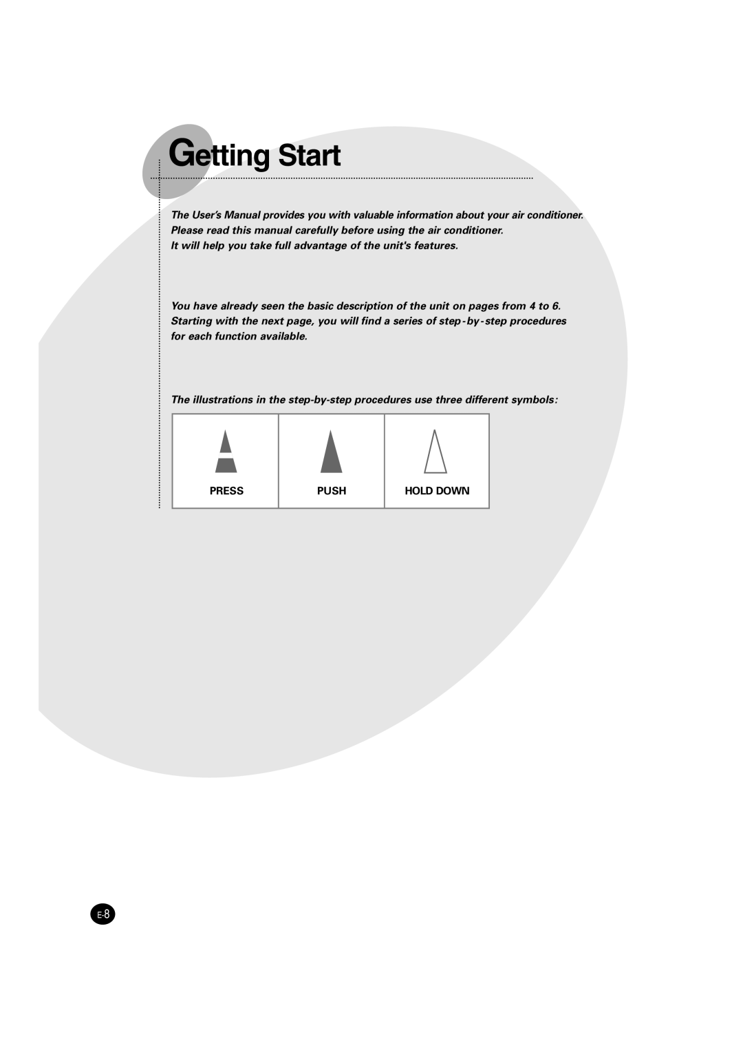 Samsung AS09HM3N/SER, AS24HM3N/SER manual Getting Start 