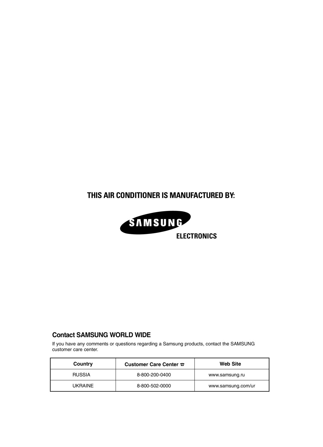 Samsung AS09HM3N/XFO, AS12HM3N/XFO, AS24HM3N/XFO, AS18HM3N/SER, AS18HM3N/XFO manual This AIR Conditioner is Manufactured by 