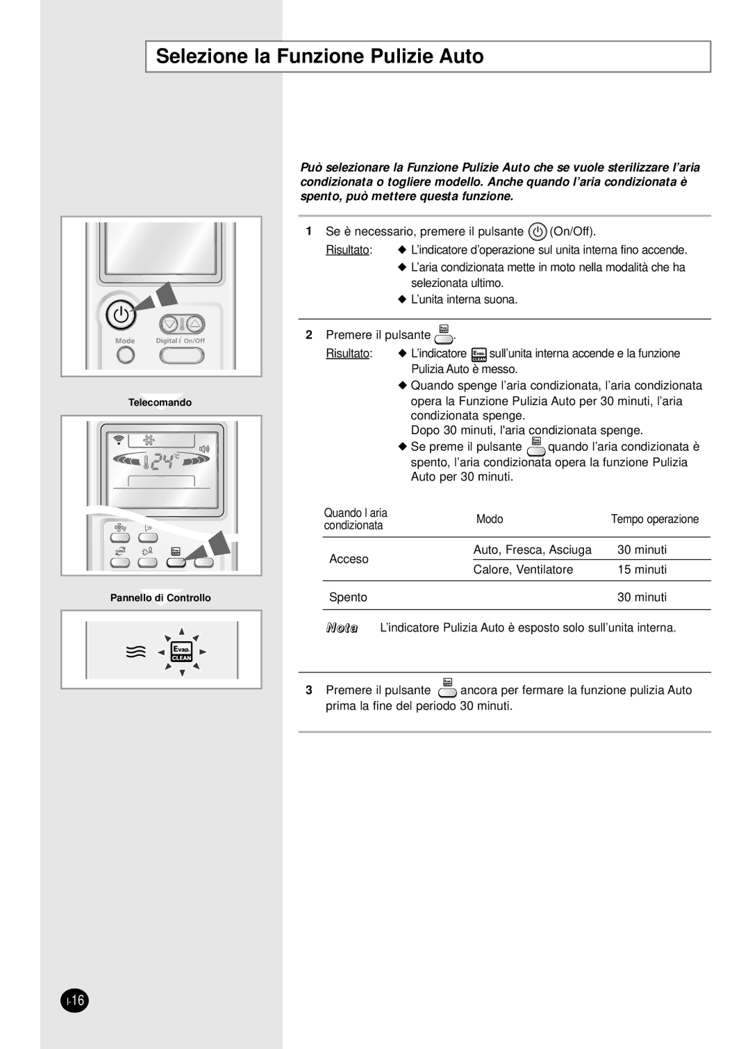 Samsung AS09HPAN, AS09HPAX, AS09HPBN, AS24HPAX, AS24HPBN, AS24HPBX, AS24HPAN Selezione la Funzione Pulizie Auto, Condizionata è 