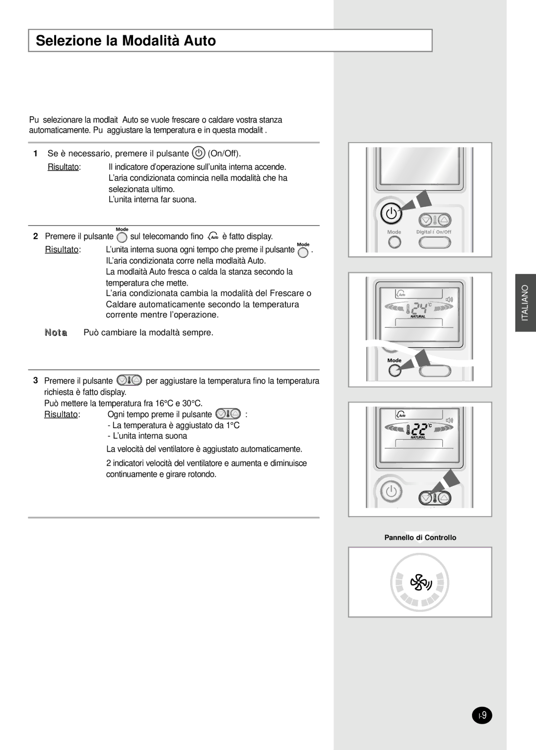 Samsung AS12HPBX, AS09HPAN, AS09HPAX, AS09HPBN, AS24HPAX, AS24HPBN, AS24HPBX, AS24HPAN, AS18HPBN Selezione la Modalità Auto 