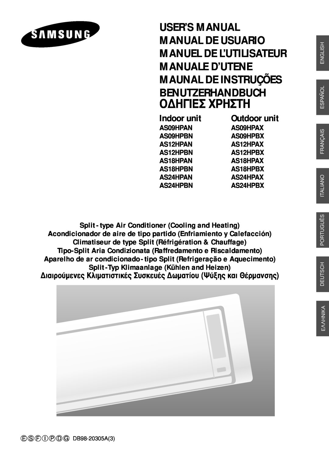 Samsung AS24HPBN/SER, AS18HPBN/SER, AS24HPBN/XFO, AS18HPBN/XFO manual BENUTZERHANDBUCH √¢∏π∂ Ãƒ∏∆∏, Indoor unit 
