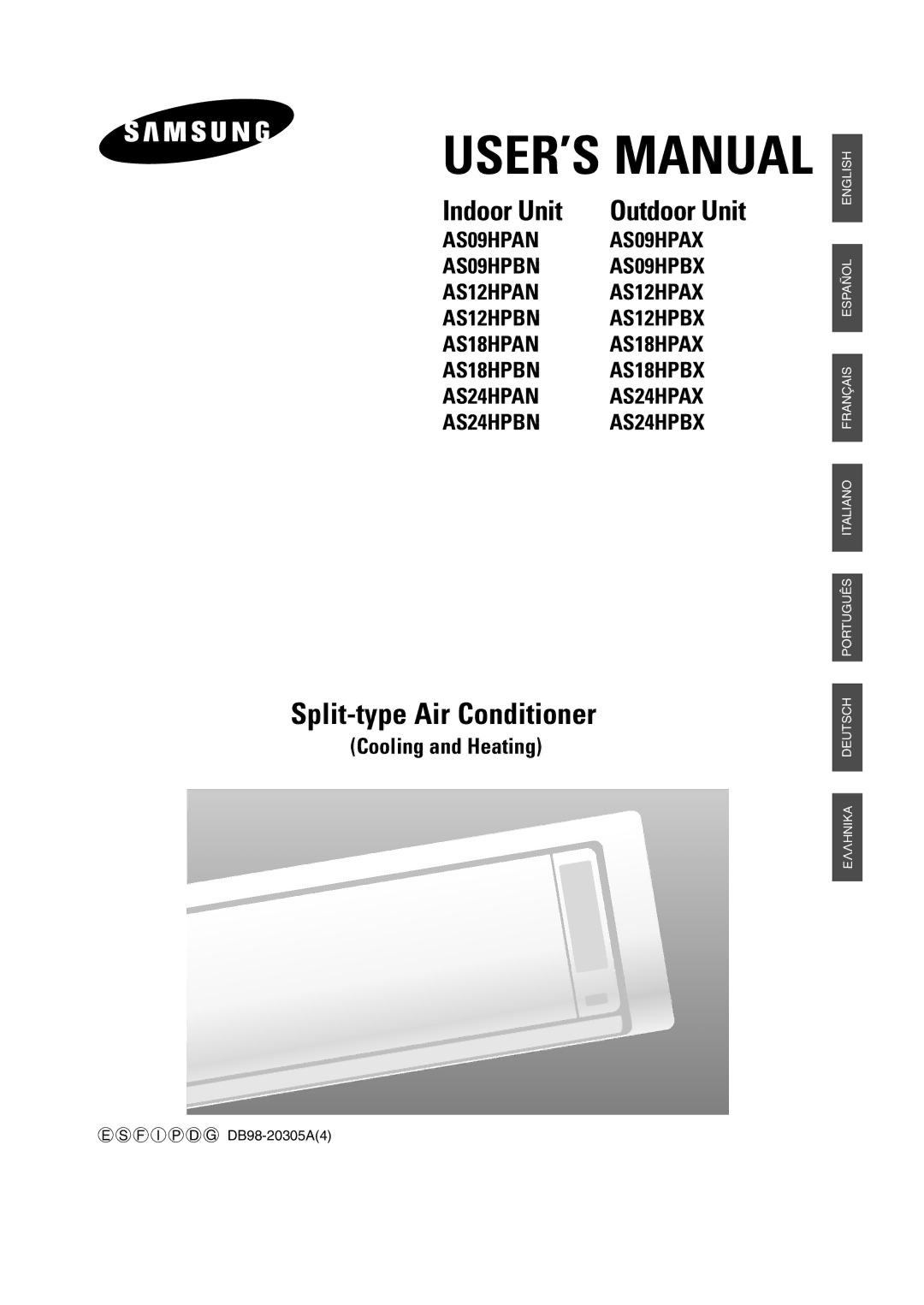 Samsung AS24HPBN, AS09HPBN, AS18HPBN, AS12HPBX, AS12HPAX, AS12HPBN, AS09HPBX manual USER’S Manual 