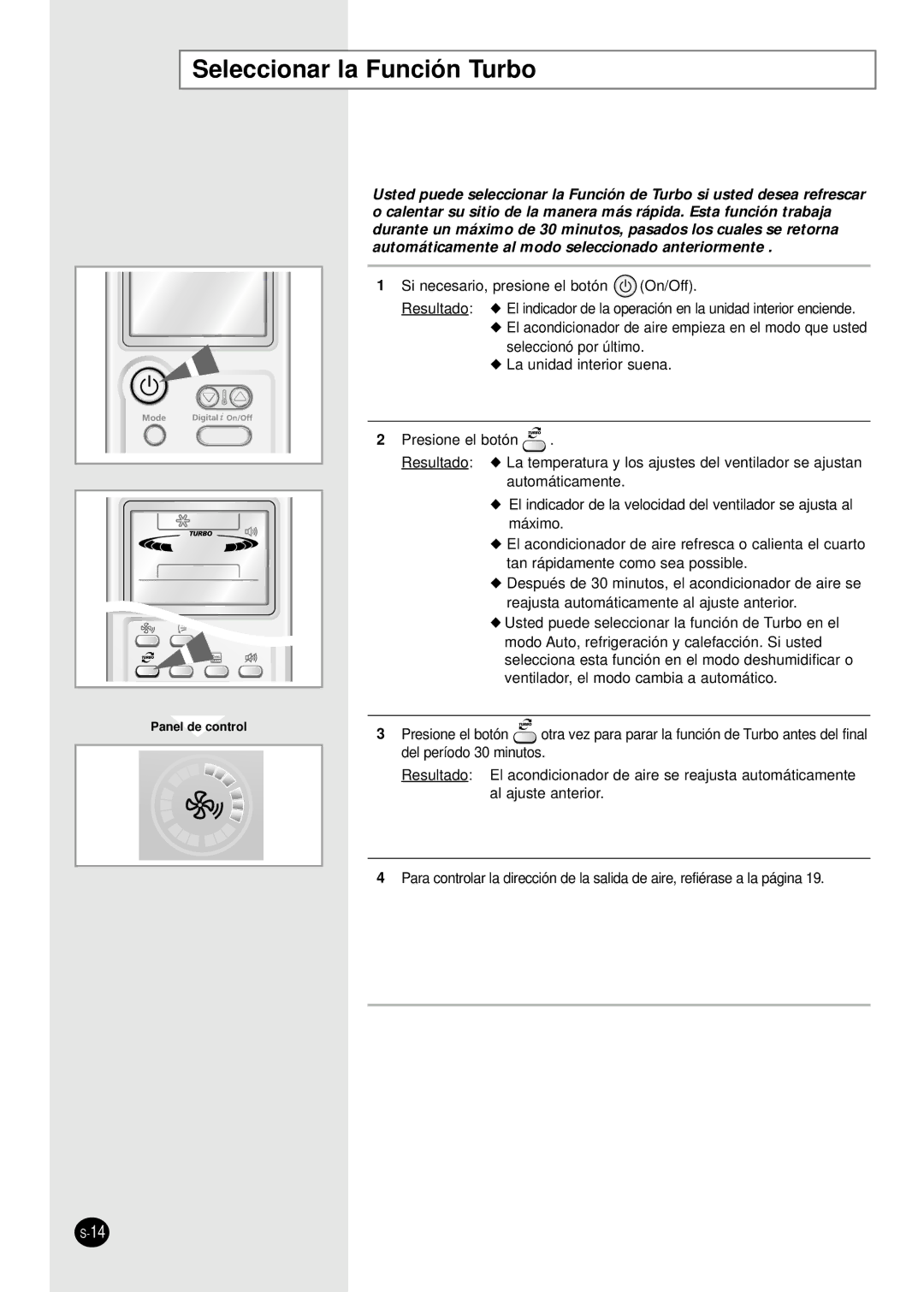 Samsung AS18HPBN, AS09HPBN, AS24HPBN, AS12HPBX, AS12HPBN, AS09HPBX manual Seleccionar la Función Turbo 