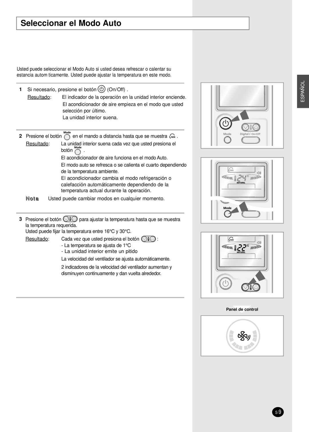 Samsung AS12HPBX, AS09HPBN, AS24HPBN, AS18HPBN, AS12HPBN, AS09HPBX manual Seleccionar el Modo Auto 